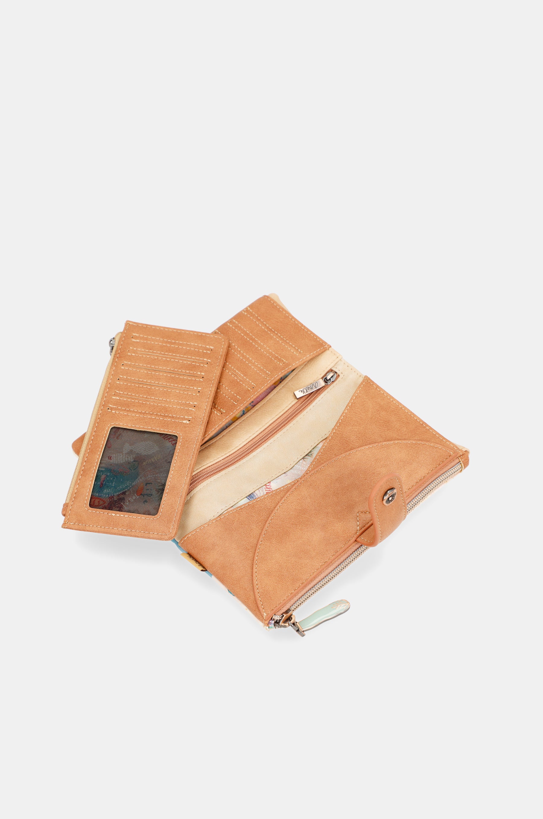 Portafoglio grande in tessuto flessibile mediterraneo