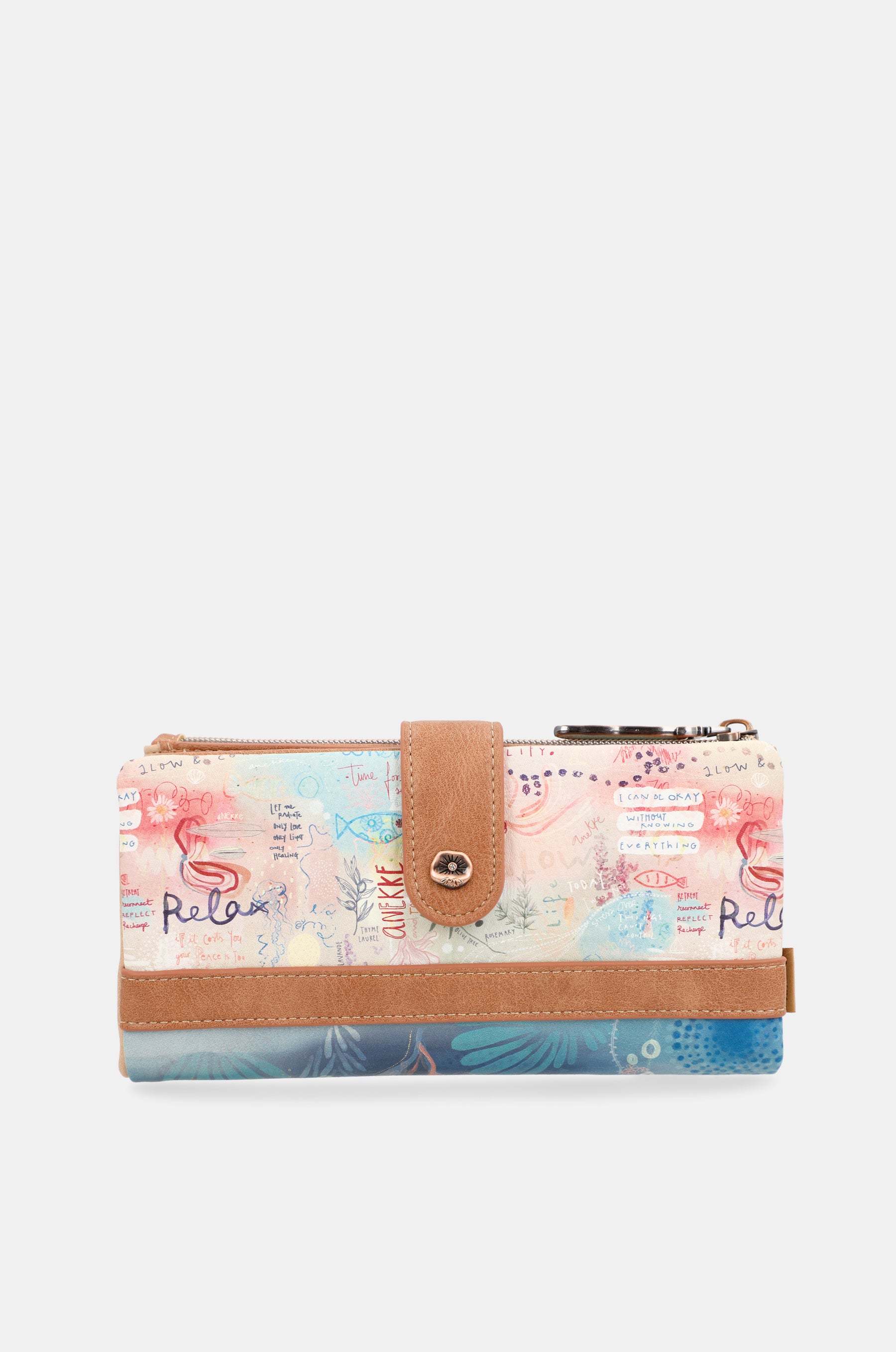 Portafoglio grande in tessuto flessibile mediterraneo