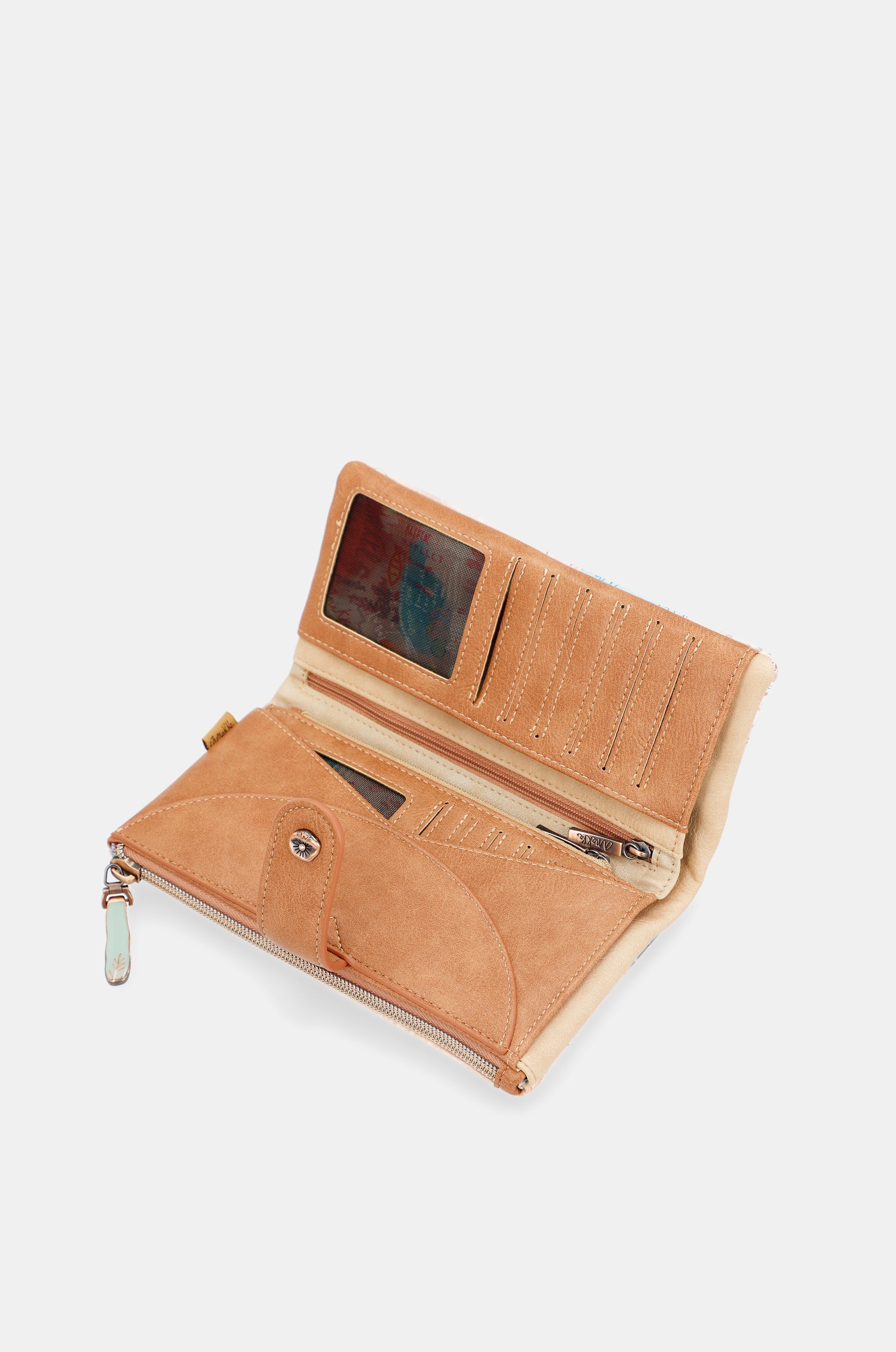 Portafoglio grande in tessuto flessibile mediterraneo