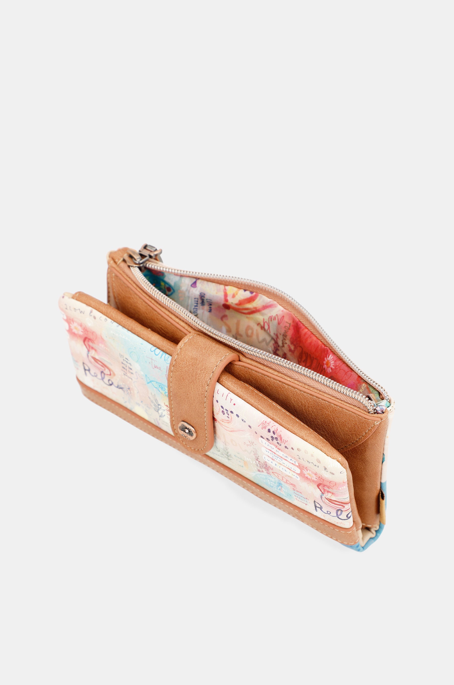 Portafoglio grande in tessuto flessibile mediterraneo