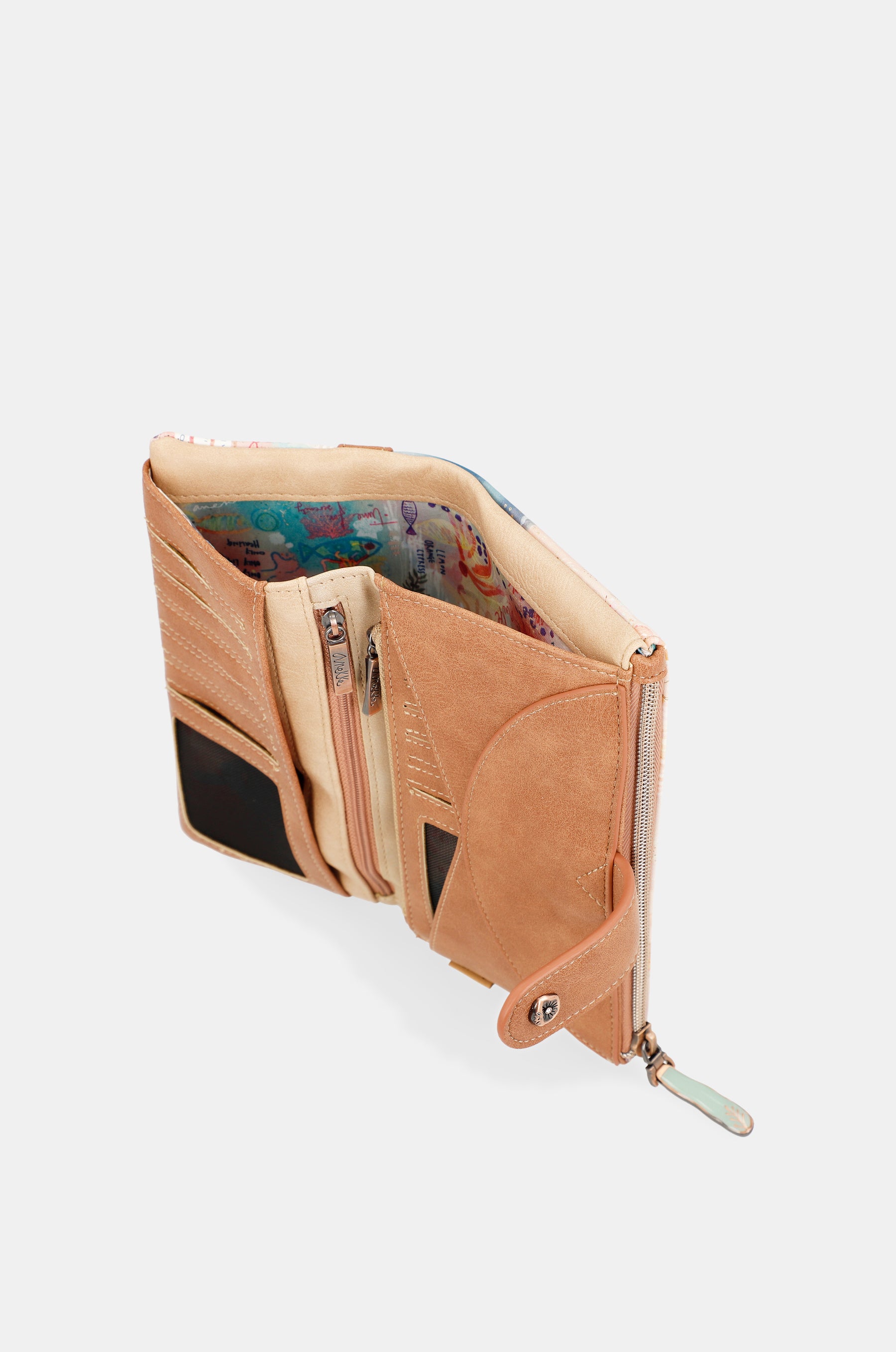 Portafoglio grande in tessuto flessibile mediterraneo