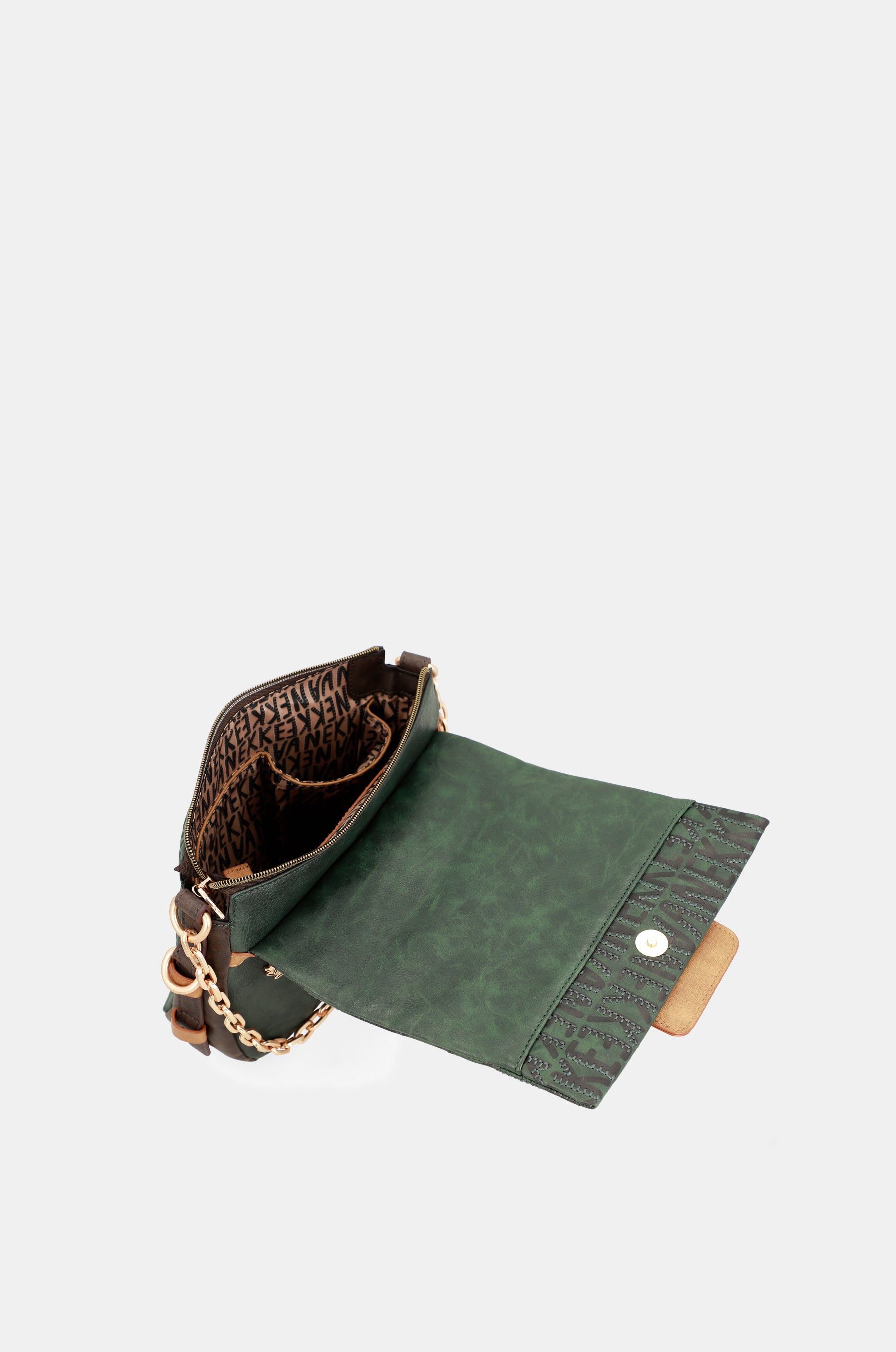 Borsa a tracolla con patta verde Urban