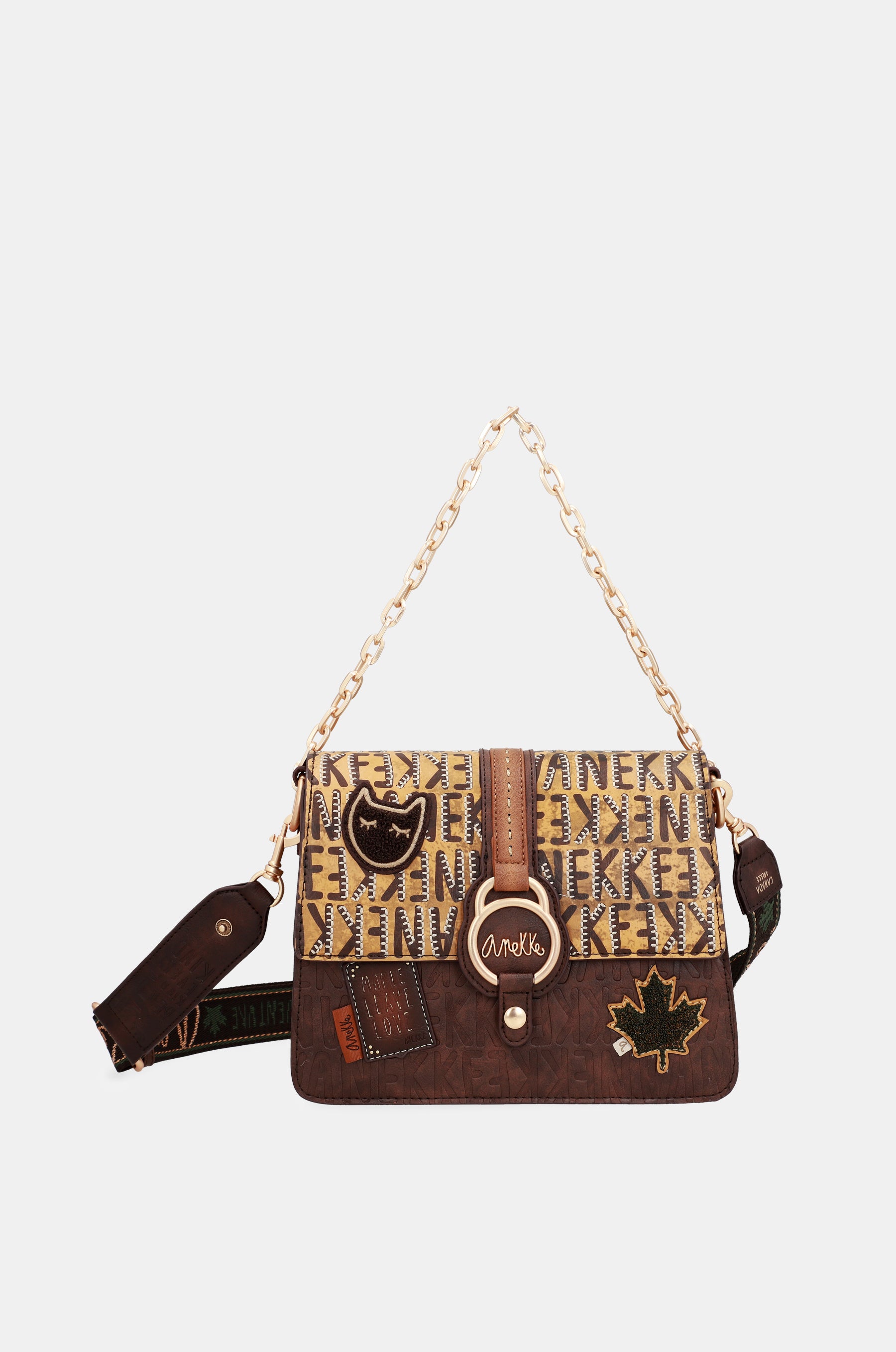 Borsa a tracolla con patta marrone Urban