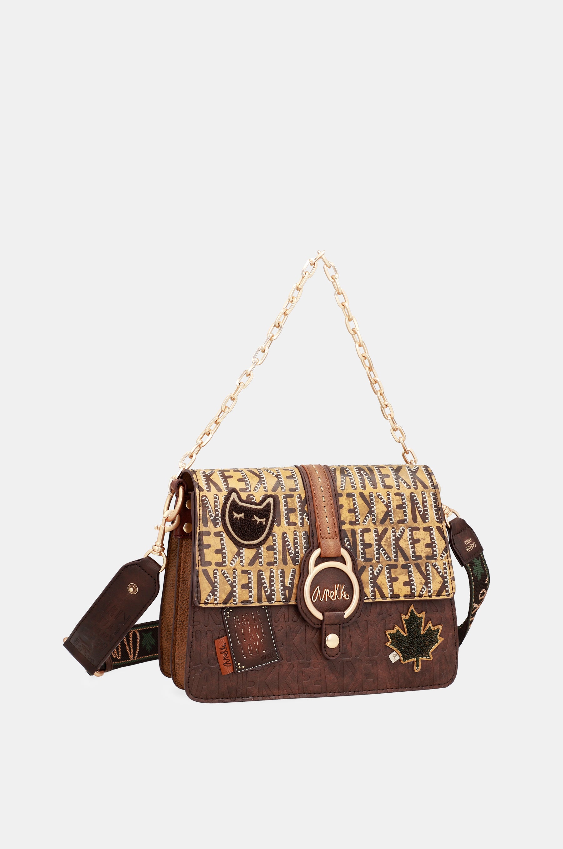 Borsa a tracolla con patta marrone Urban
