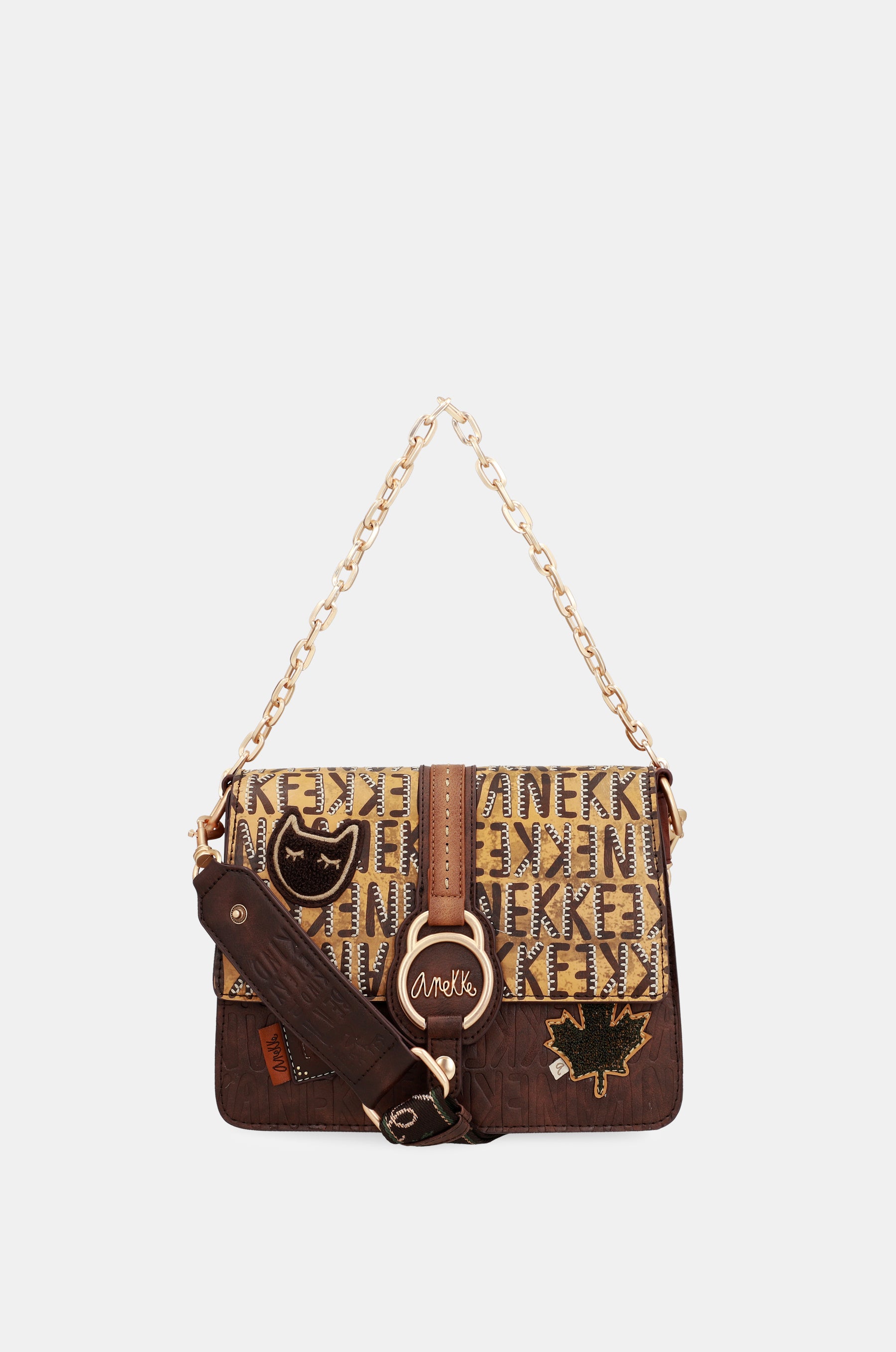 Borsa a tracolla con patta marrone Urban