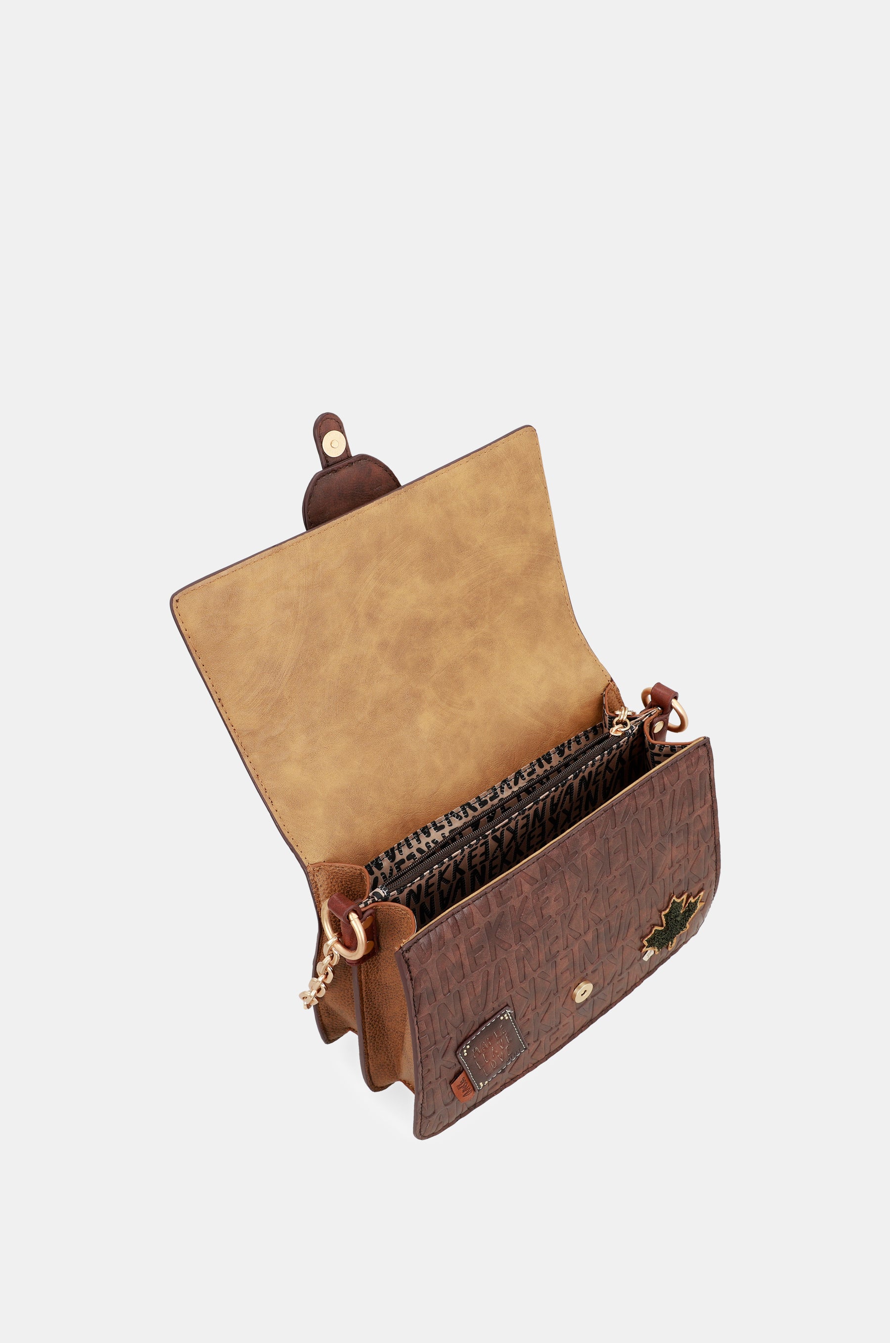Borsa a tracolla con patta marrone Urban