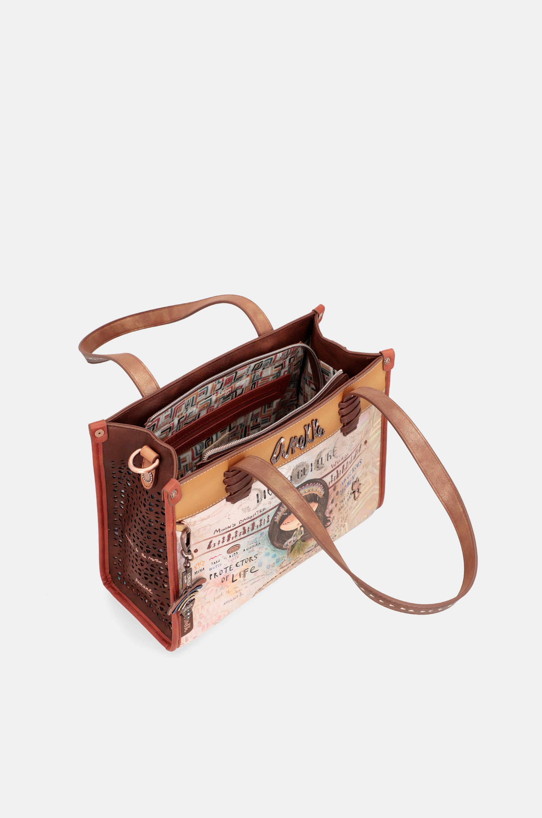 Borsa tote stampata Menire con tracolla