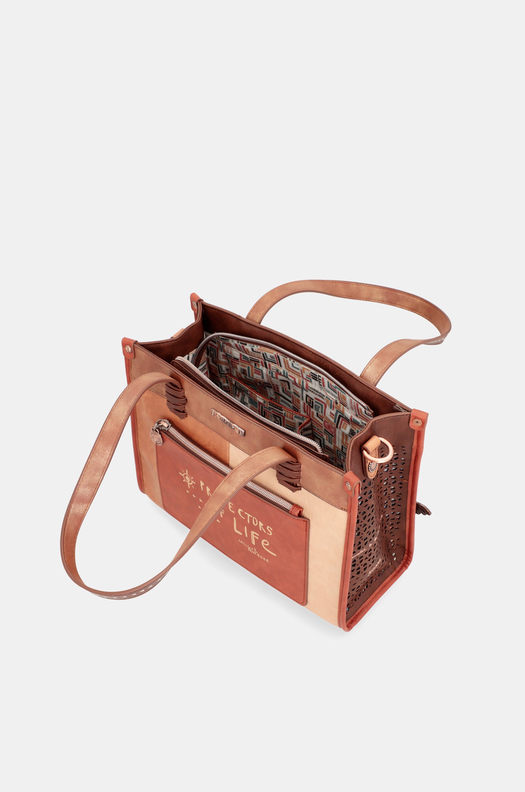 Borsa tote stampata Menire con tracolla