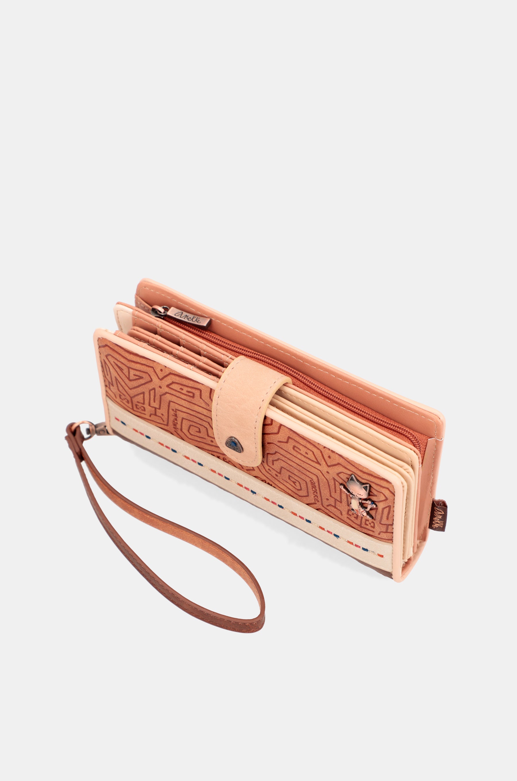 Portafoglio RFID marrone grande Tribe