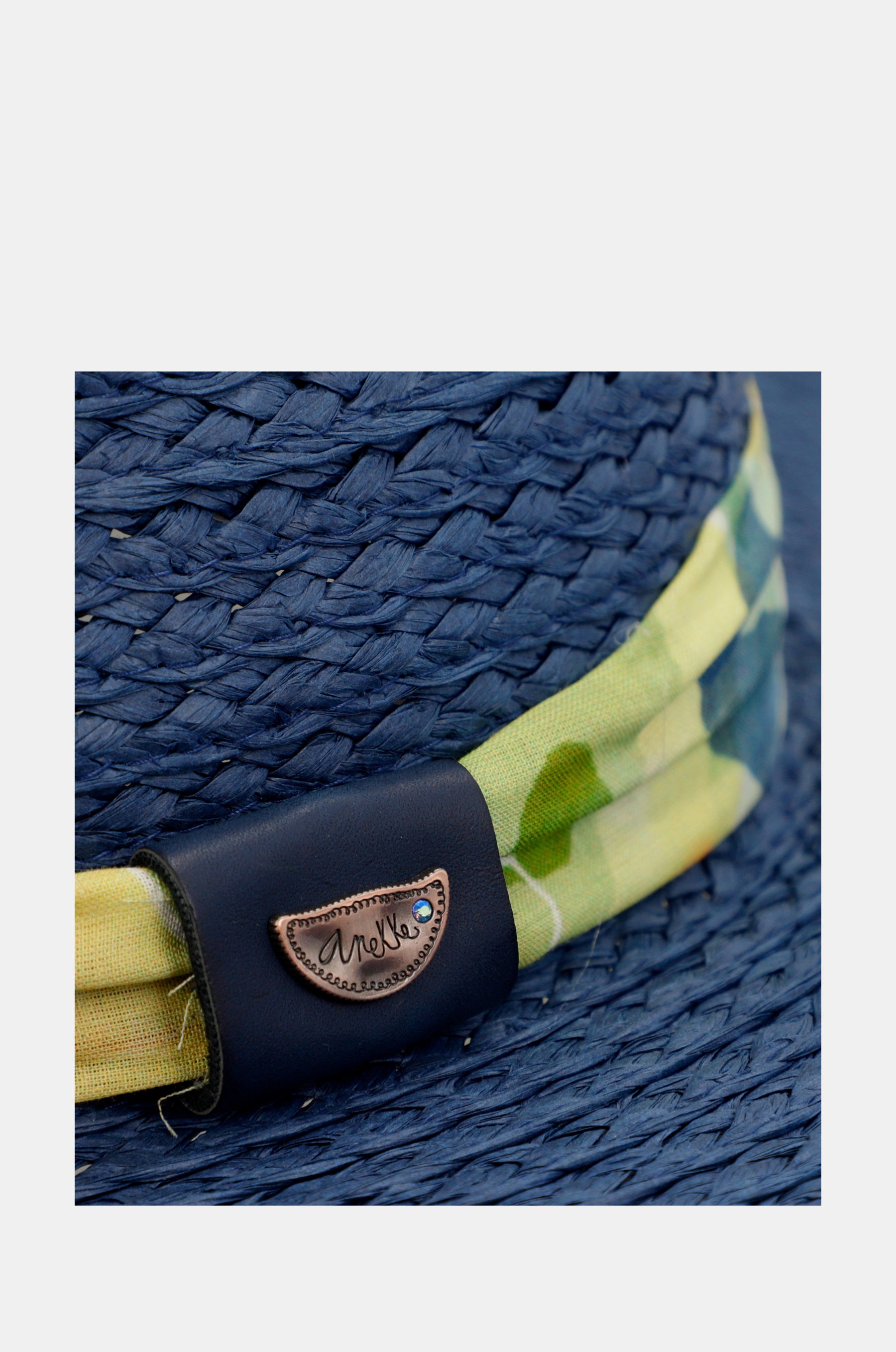 Cappello in rafia blu navy