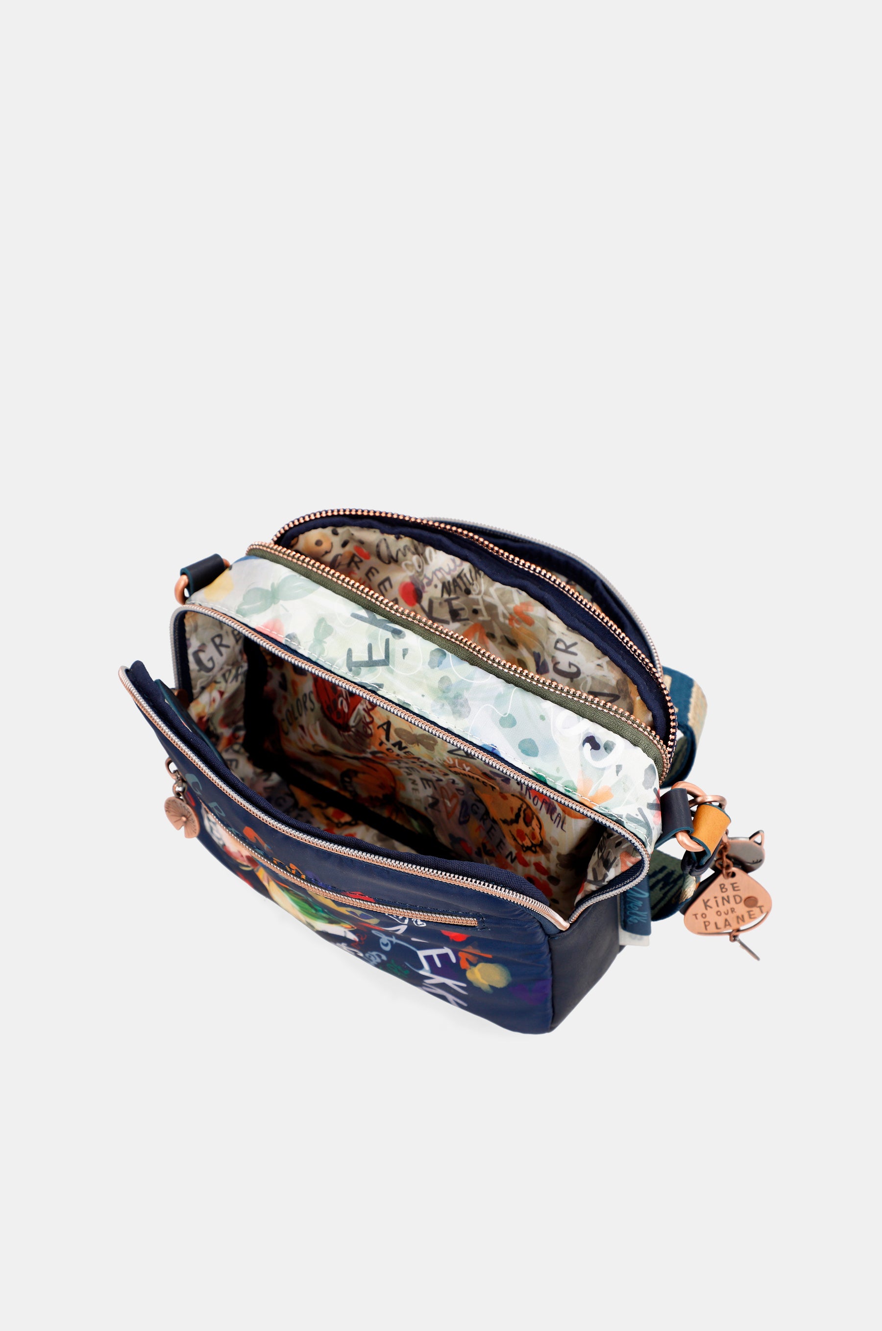 Borsa a tracolla blu navy Nature Pachamama anekke