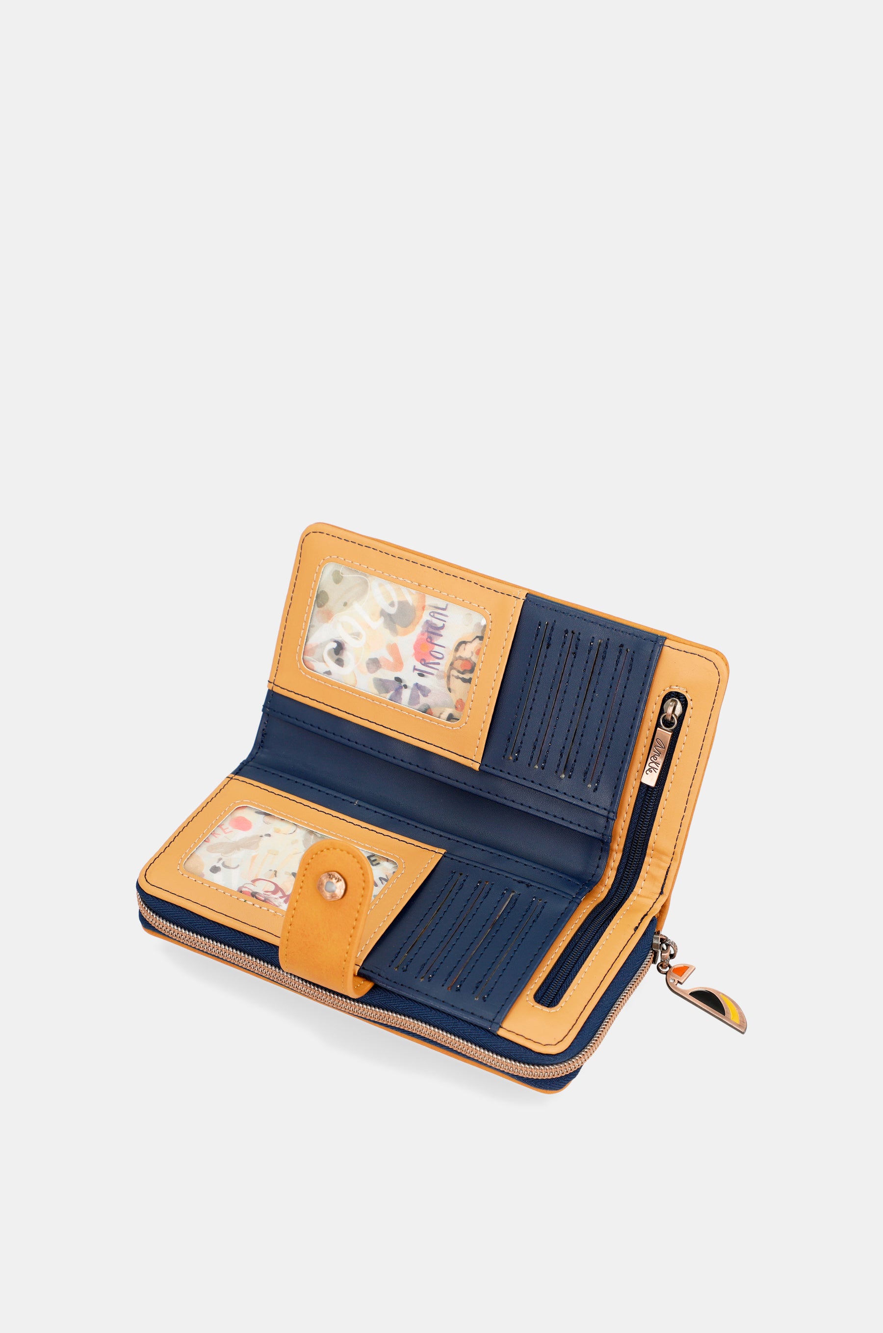Portafoglio RFID grande blu navy Nature Pachamama
