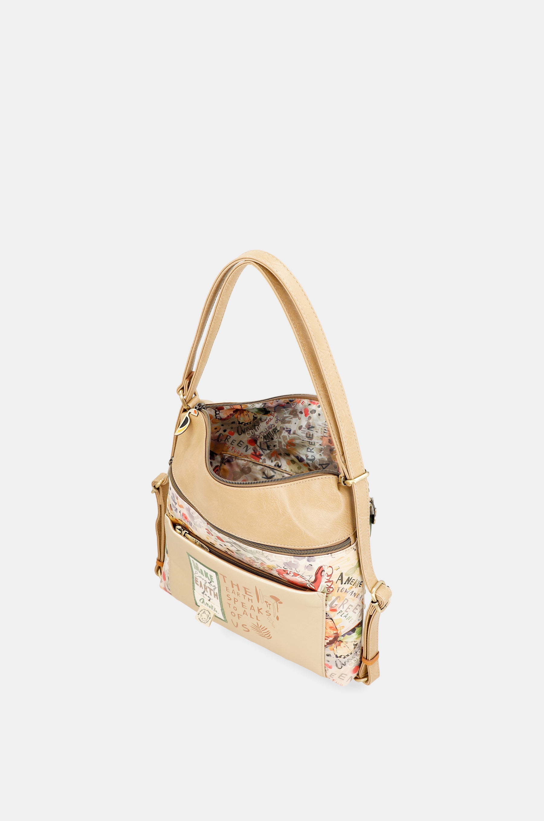 Borsa dorata trasformabile Nature Pachamama in uno zaino