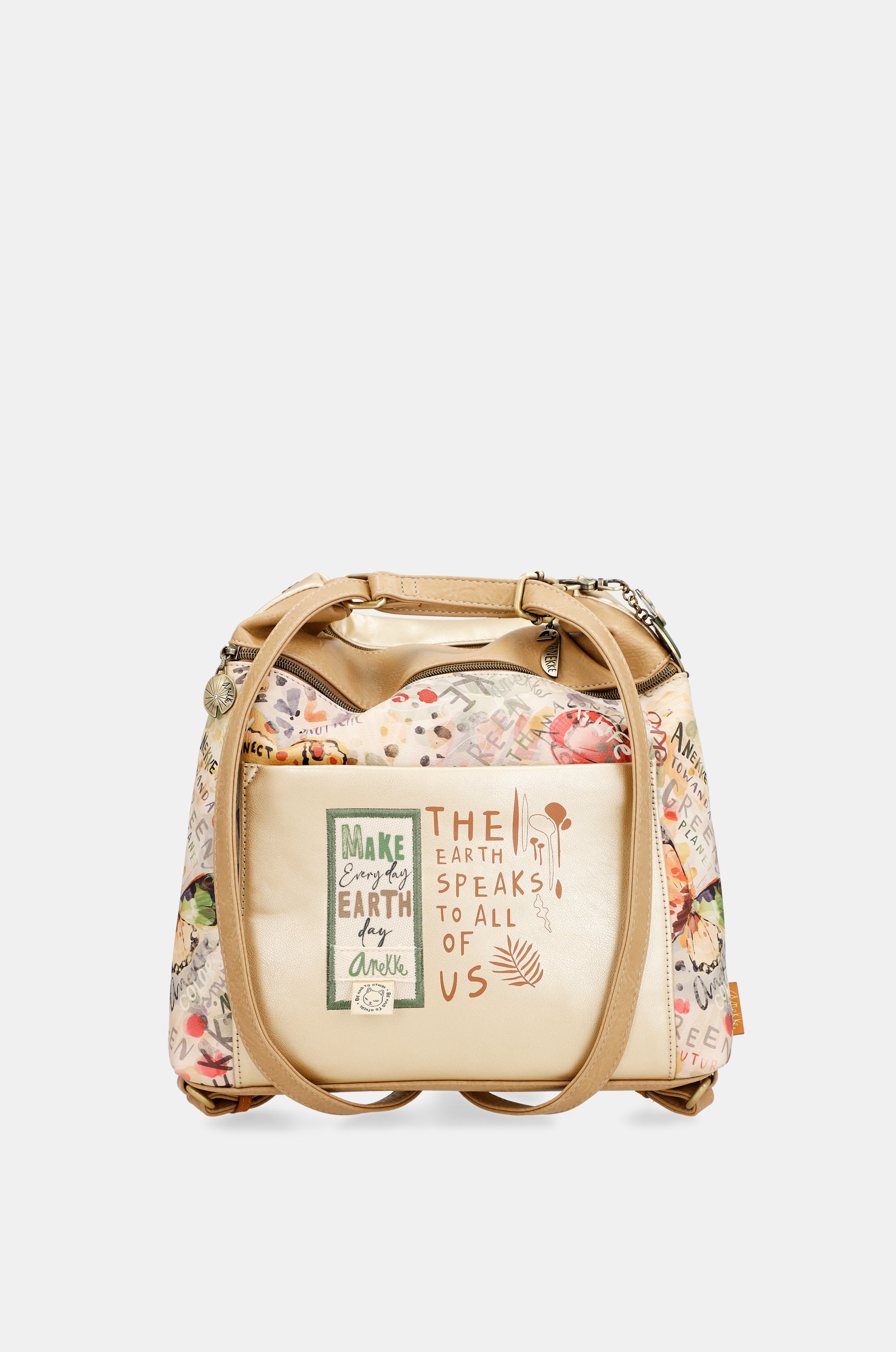 Borsa dorata trasformabile Nature Pachamama in uno zaino