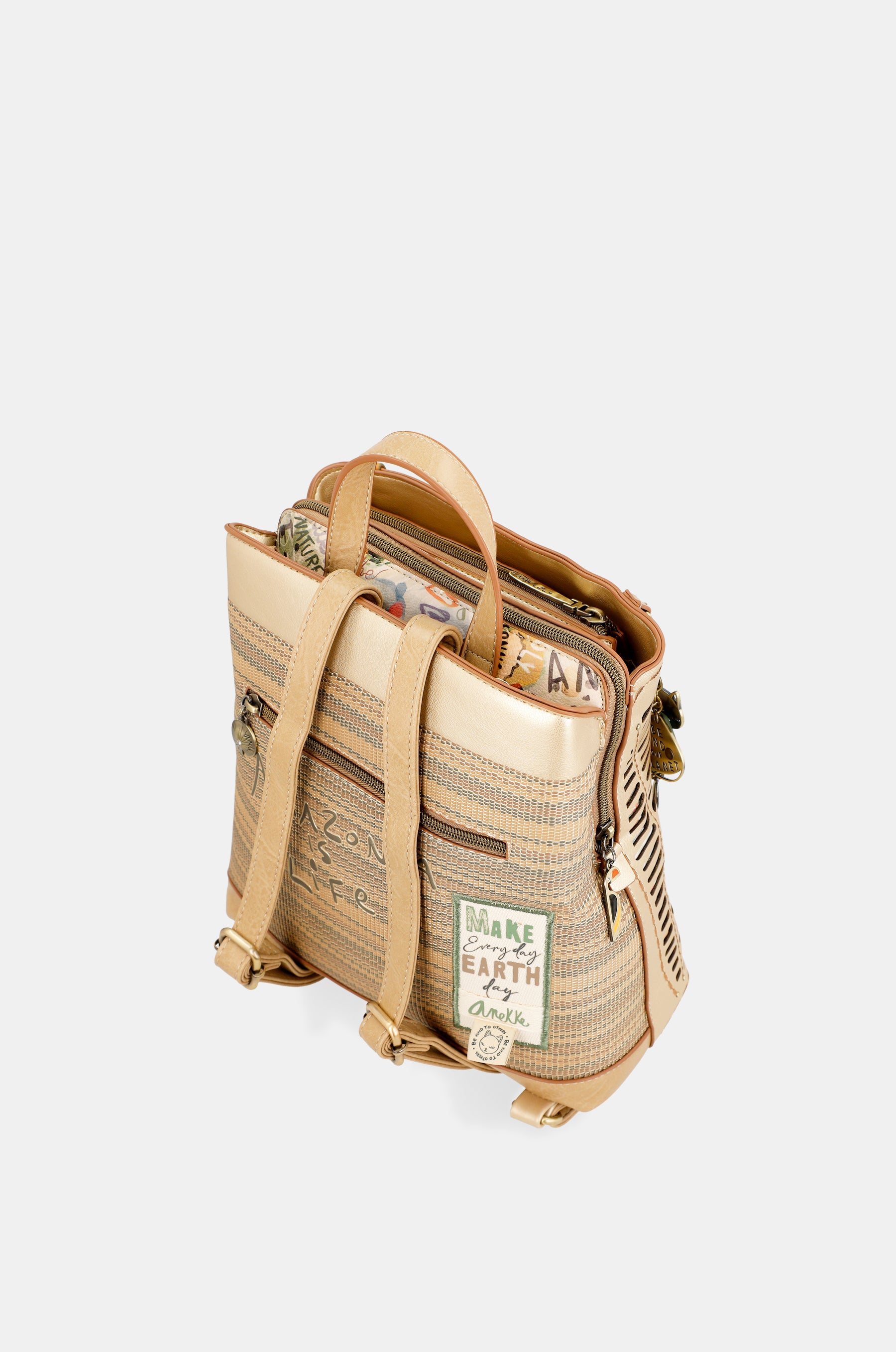 Zaino Nature Pachamama dorato con 3 scomparti