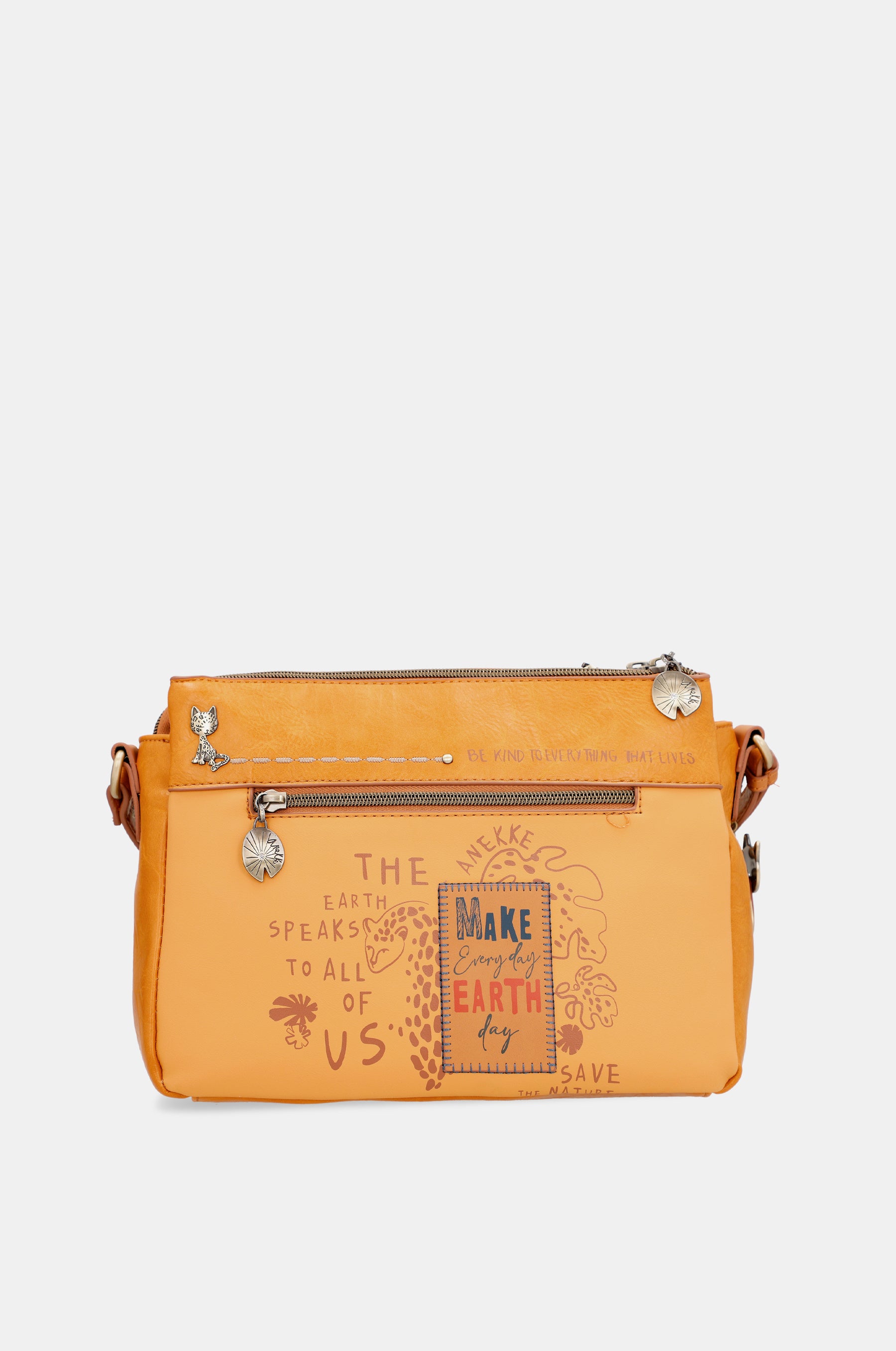 Borsa a tracolla Nature Pachamama ocra con 3 scomparti