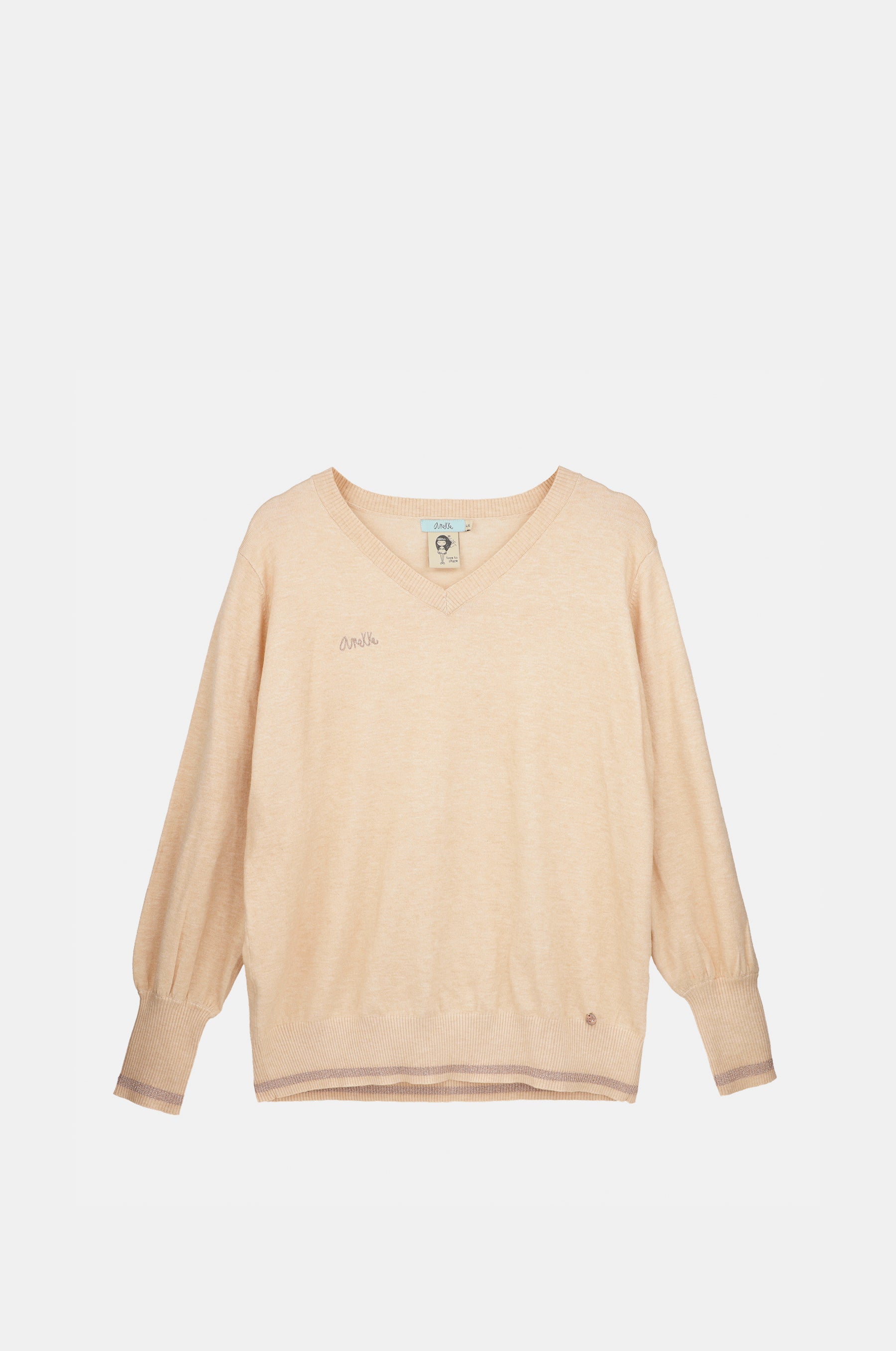 Maglione beige Shōen con scollo a V