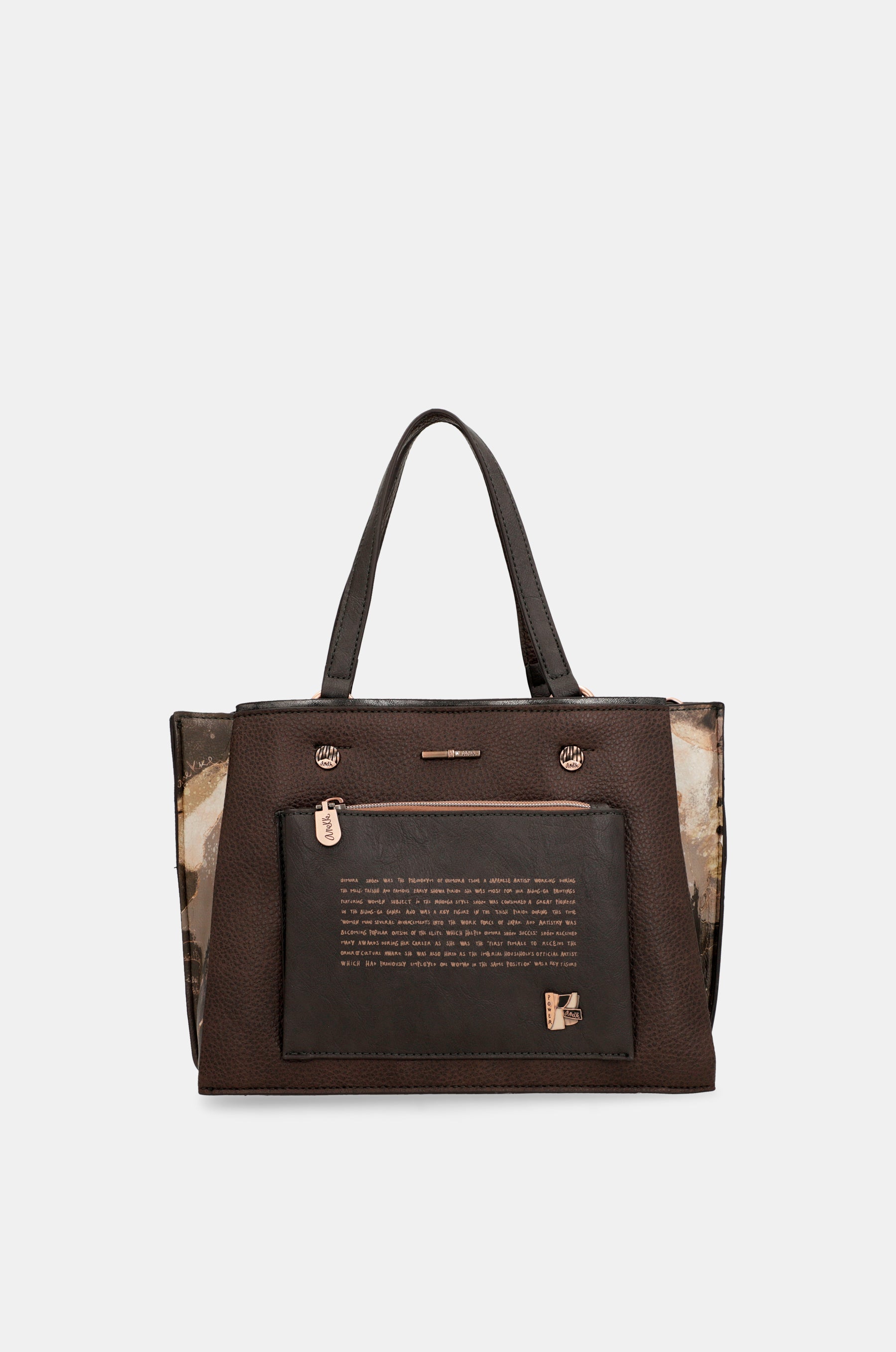 Borsa tote marrone Shōen con tracolla