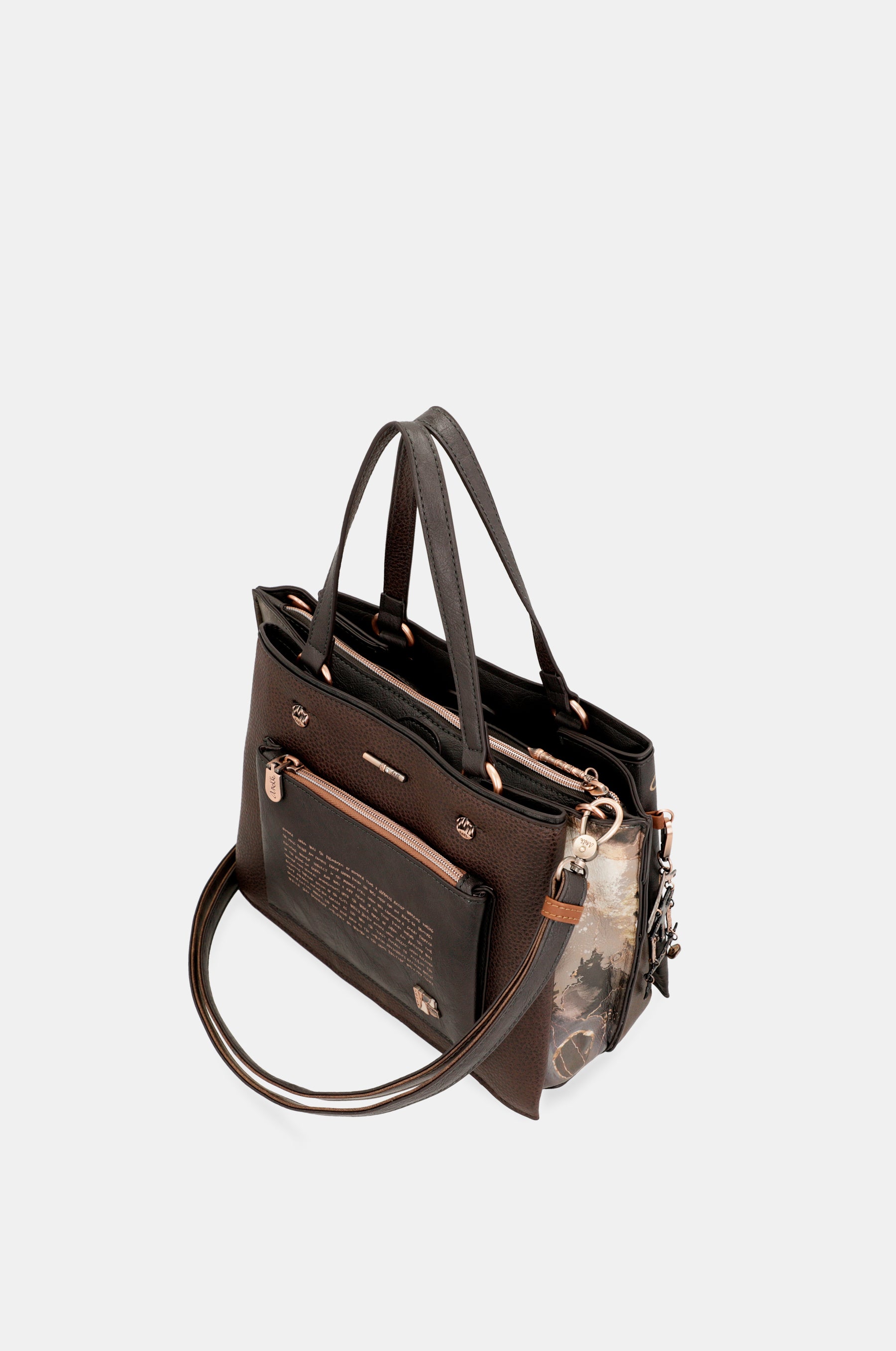 Borsa tote marrone Shōen con tracolla