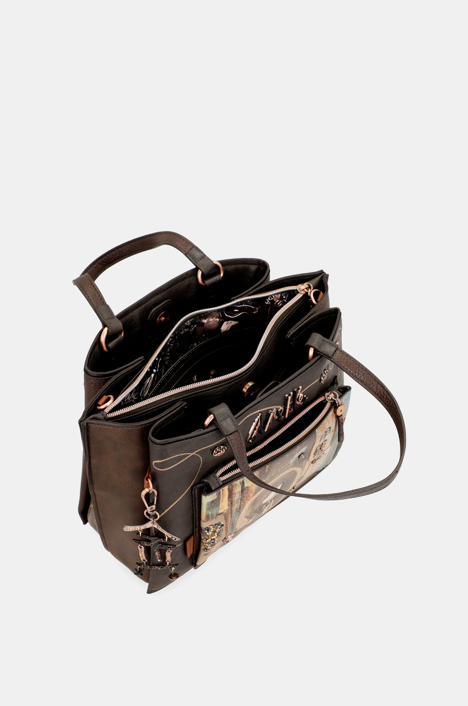 Borsa tote marrone Shōen con tracolla