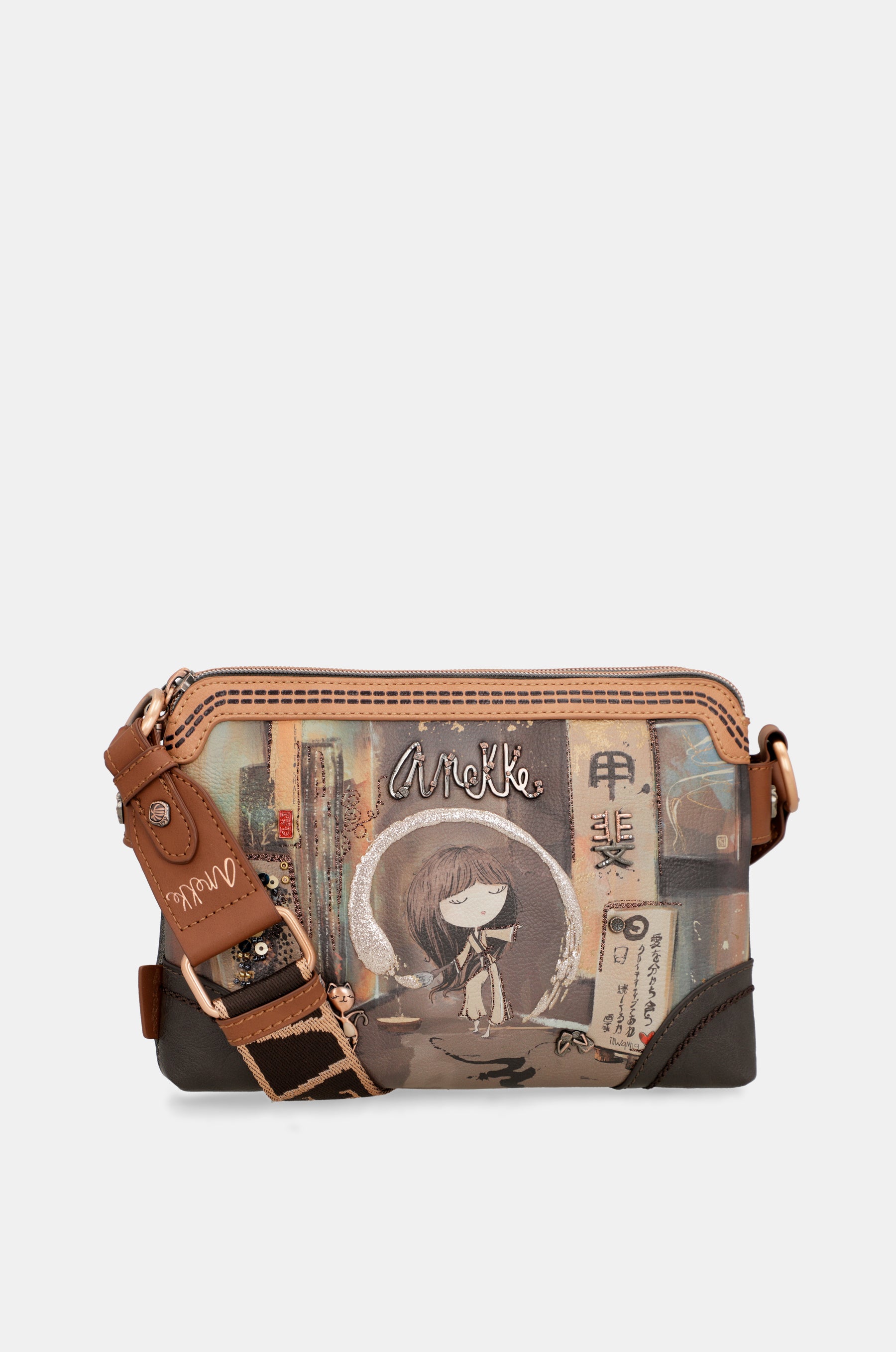 Borsa a tracolla media Shōen con 3 scomparti