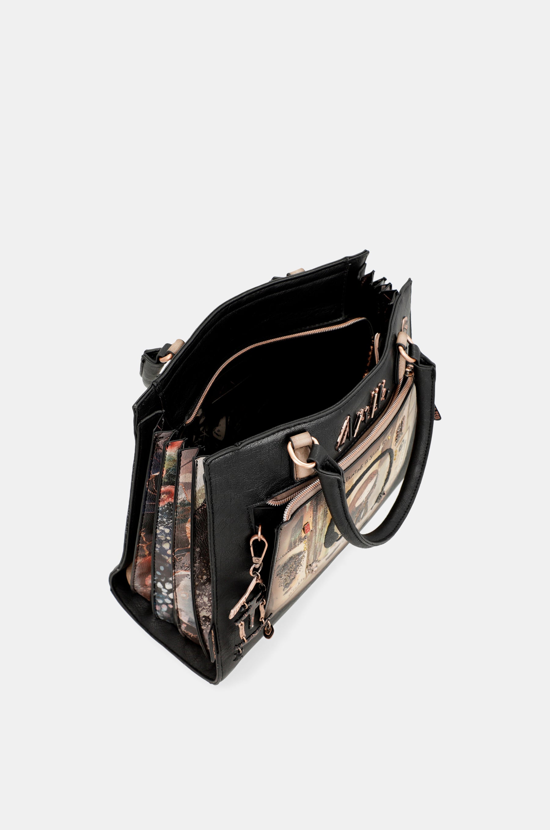 Borsa tote nera Shōen con tracolla