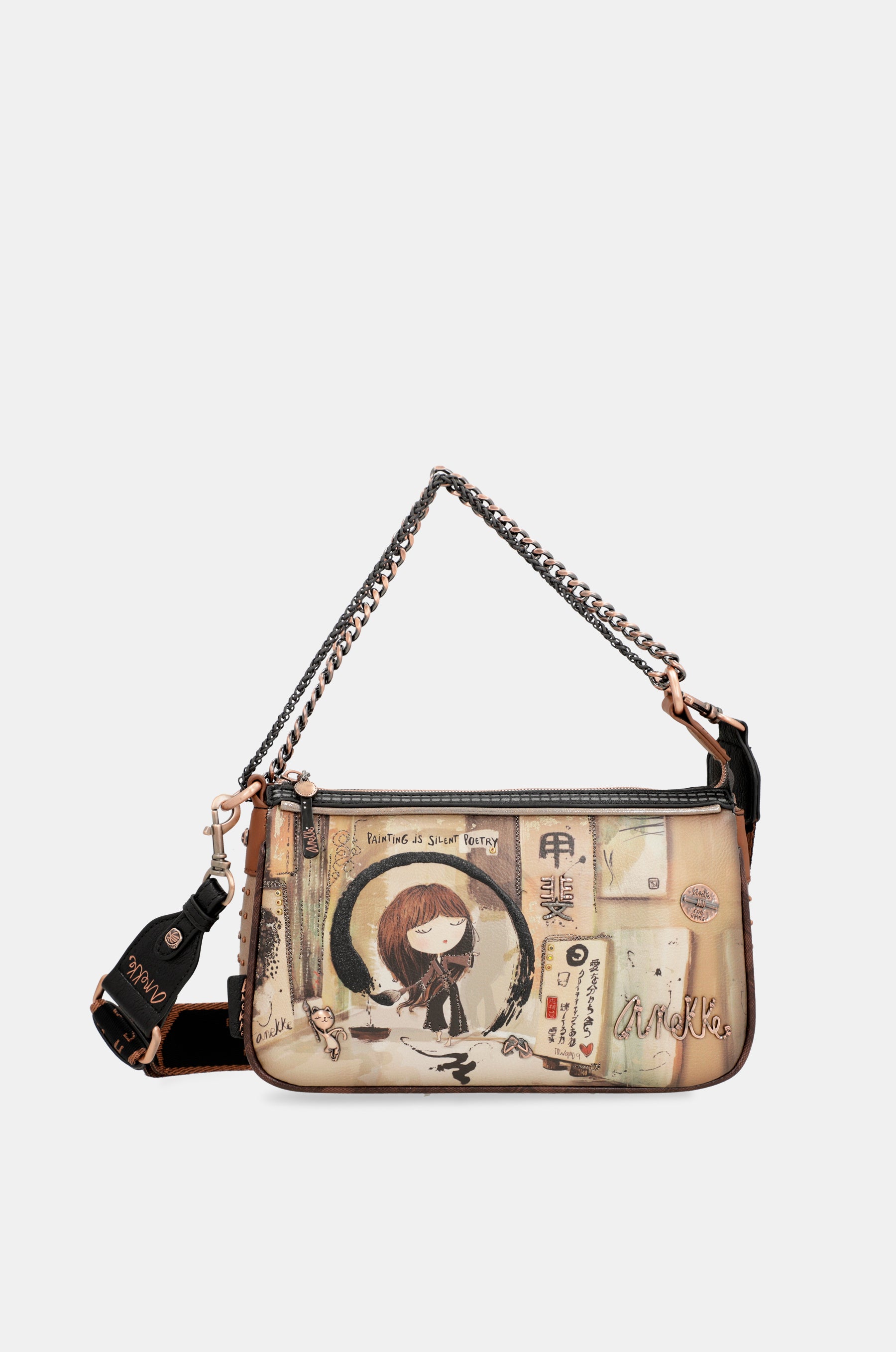 Borsa baguette con manico in metallo Shōen