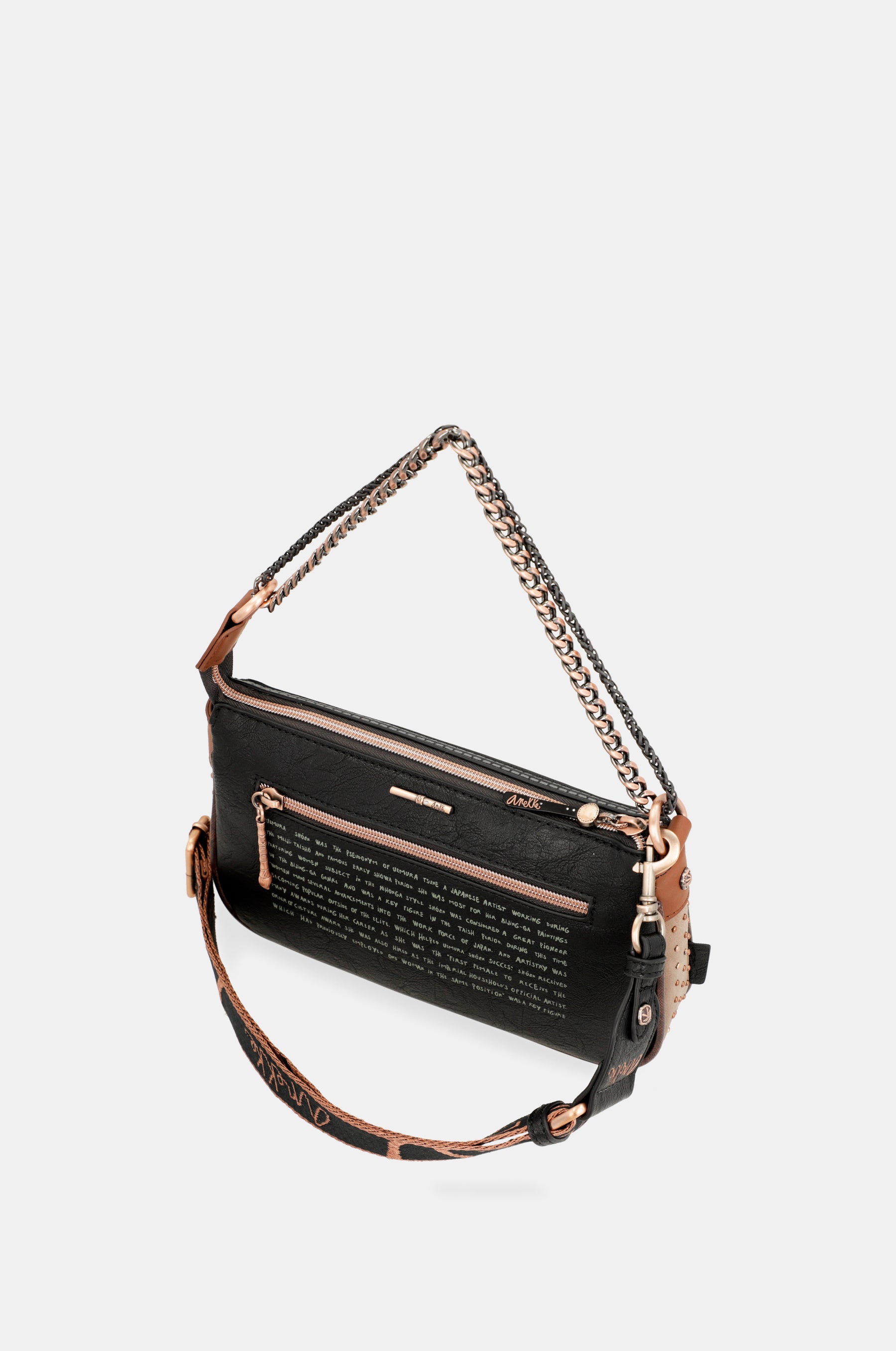 Borsa baguette con manico in metallo Shōen