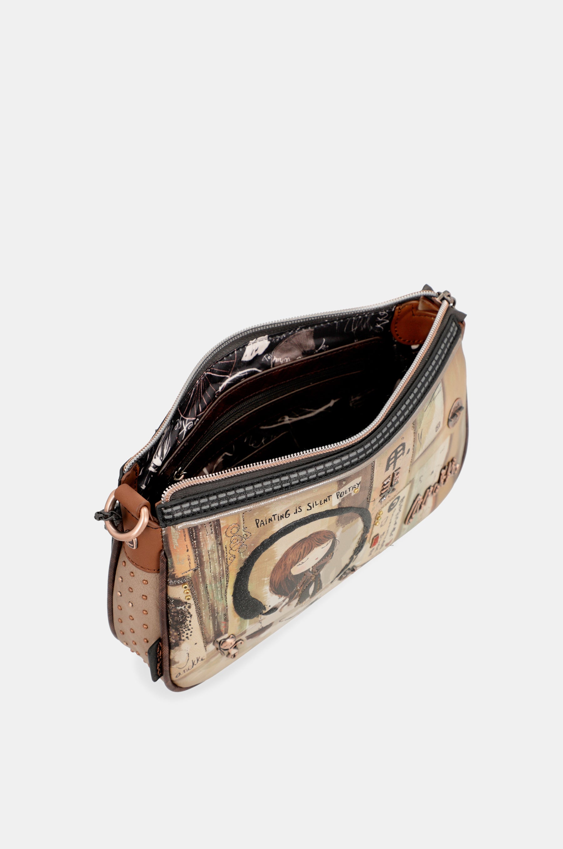 Borsa baguette con manico in metallo Shōen