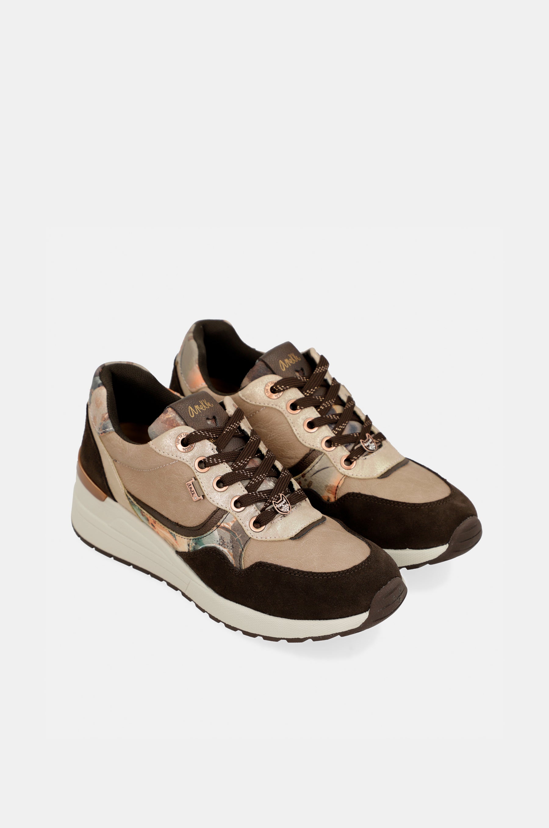 Sneakers sportive Padded marroni con zeppa