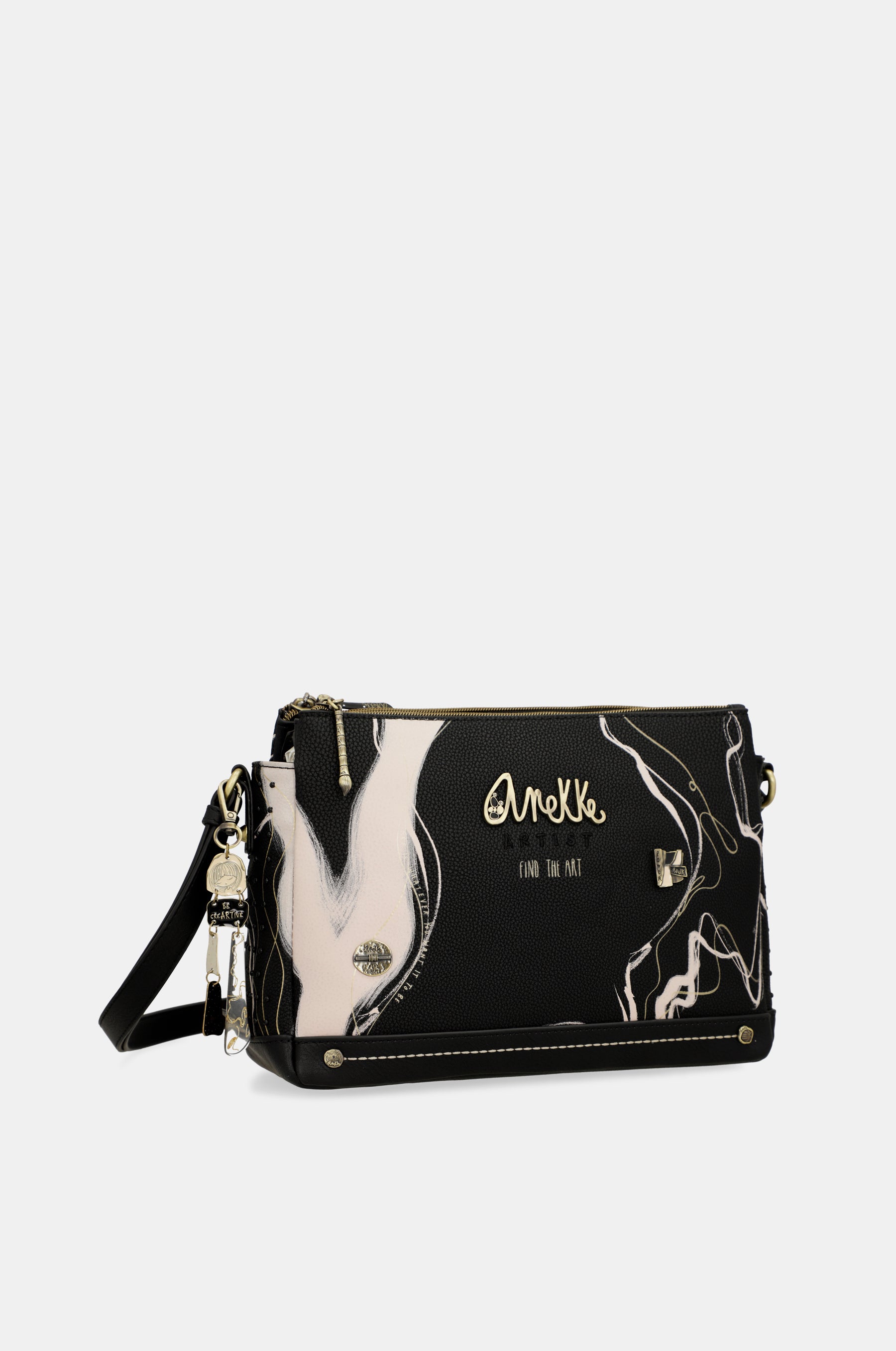 Borsa a tracolla nera Nature Shodō a 3 scomparti