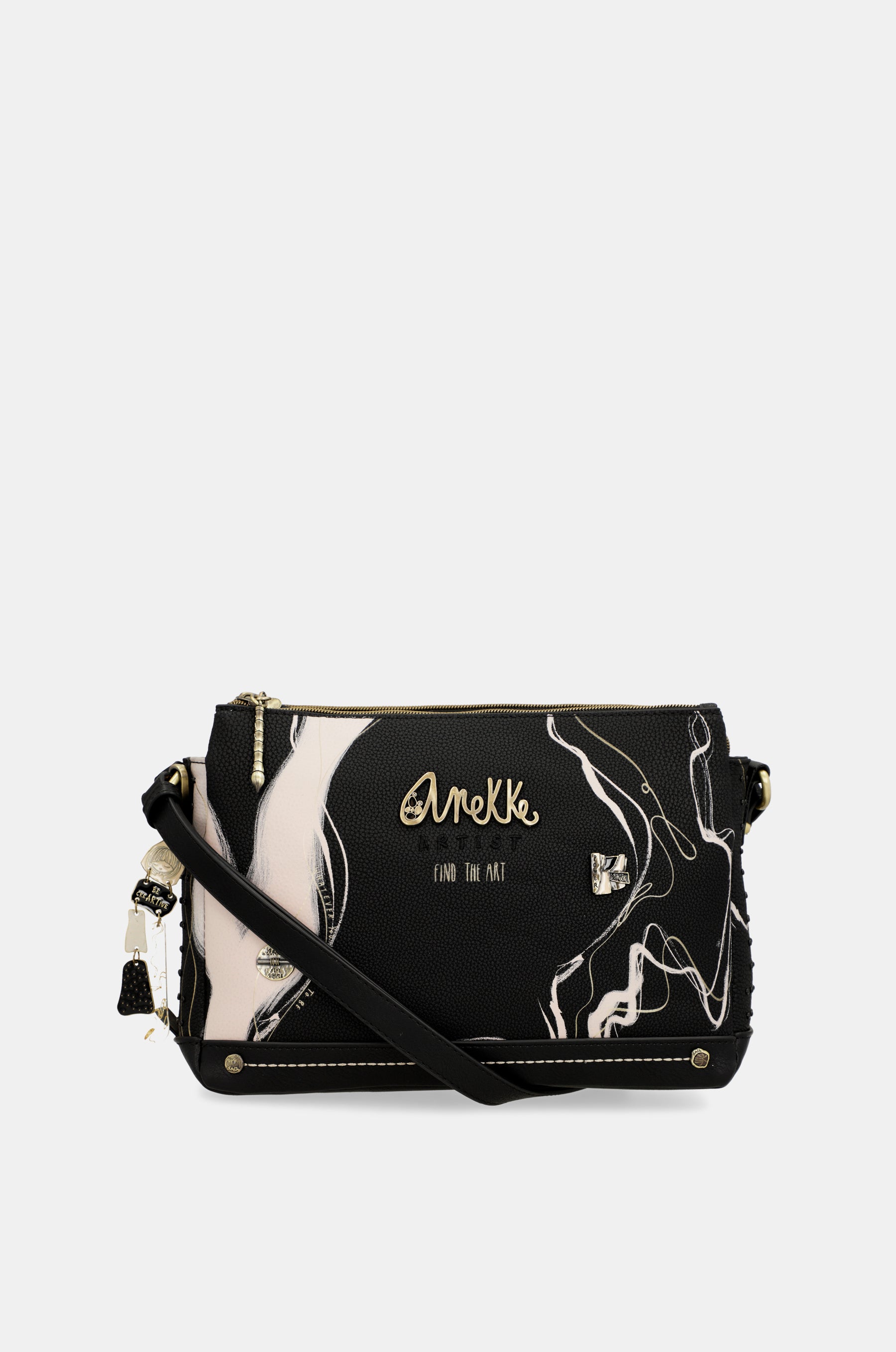 Borsa a tracolla nera Nature Shodō a 3 scomparti