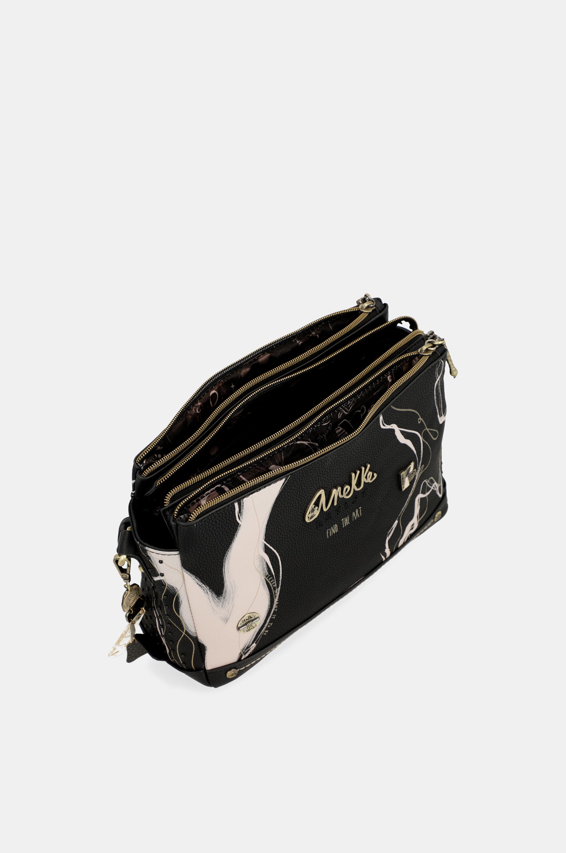 Borsa a tracolla nera Nature Shodō a 3 scomparti