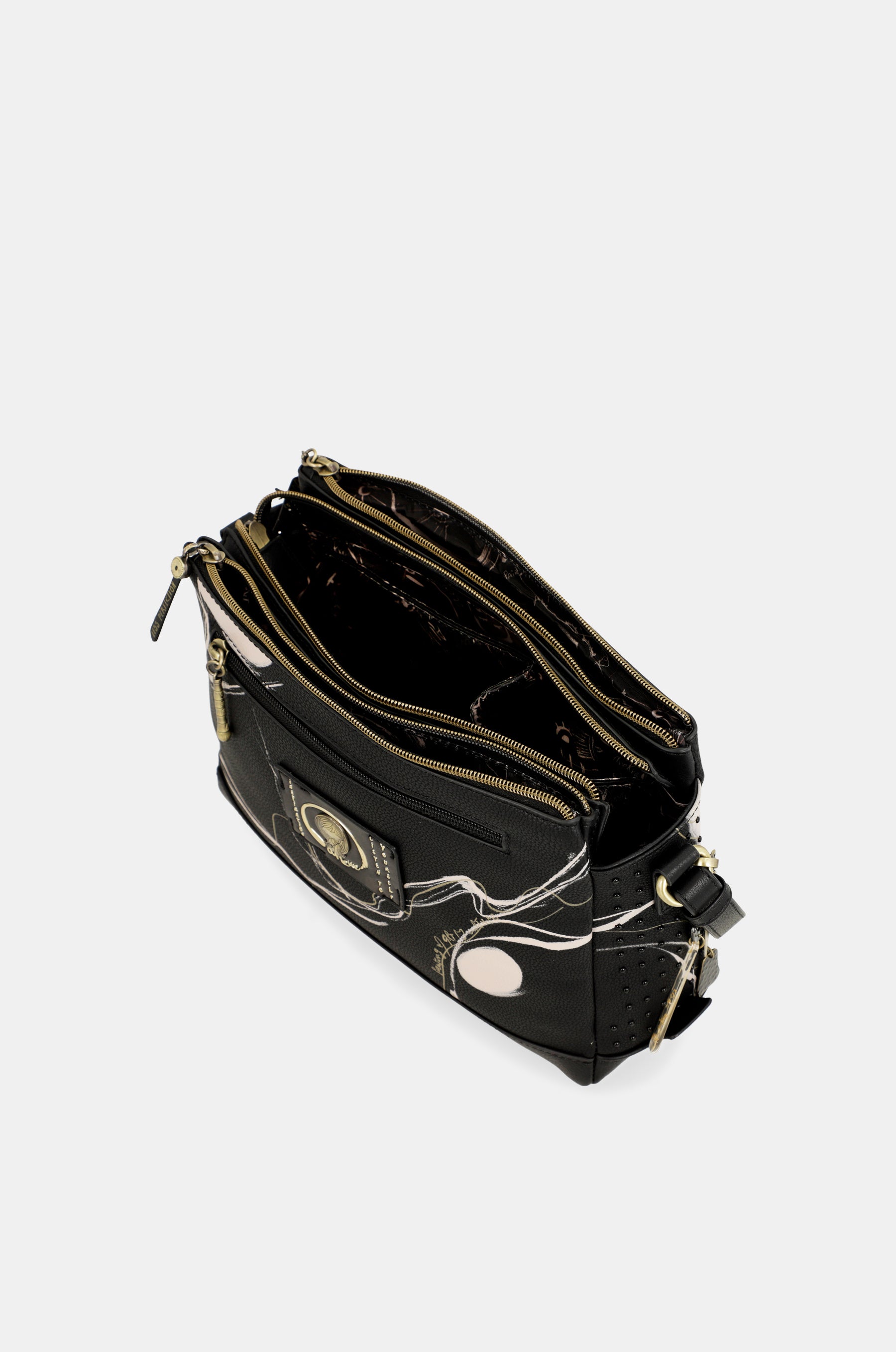 Borsa a tracolla nera Nature Shodō a 3 scomparti