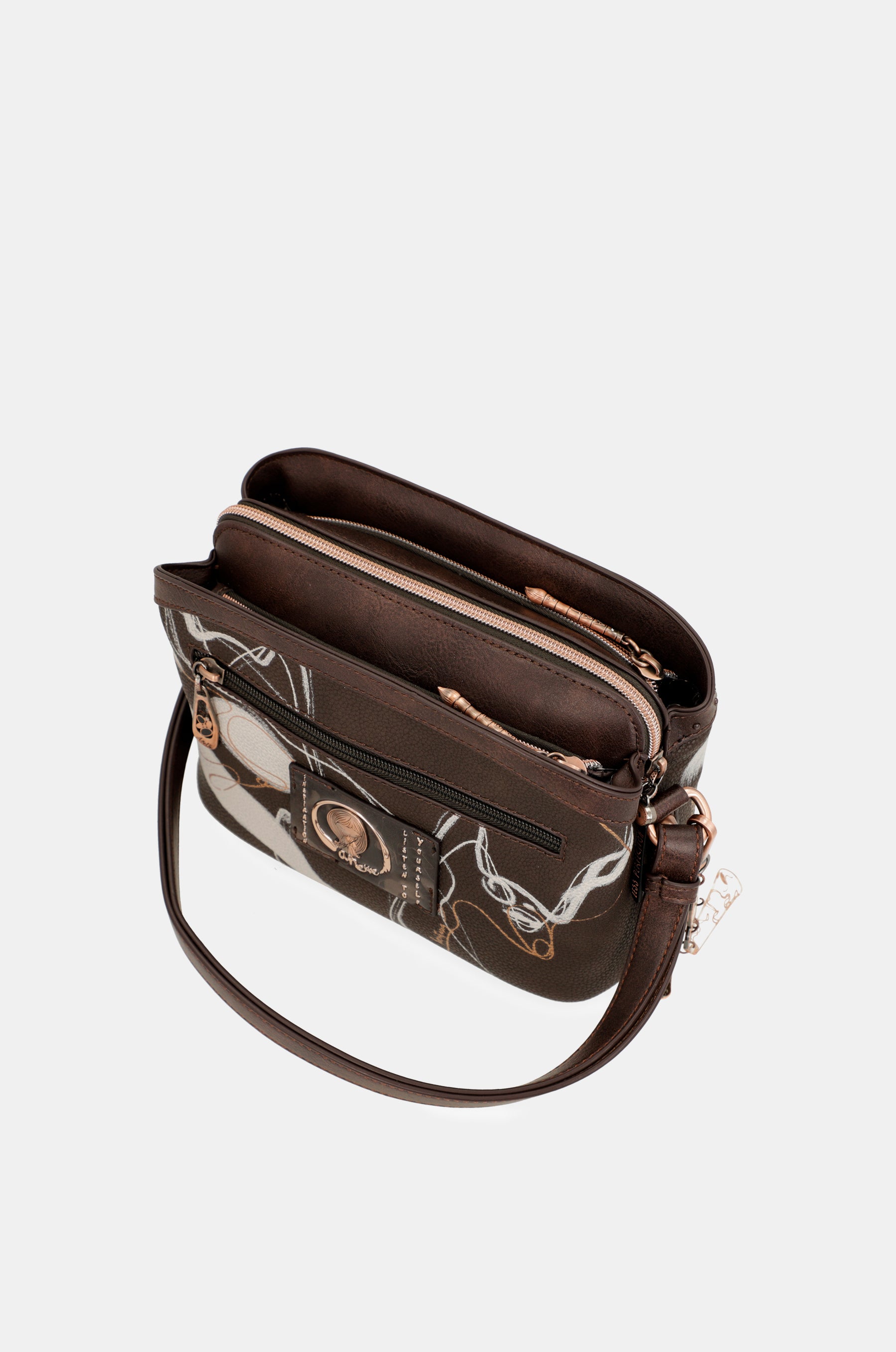 Borsa a tracolla Nature Shodō marrone a 3 scomparti