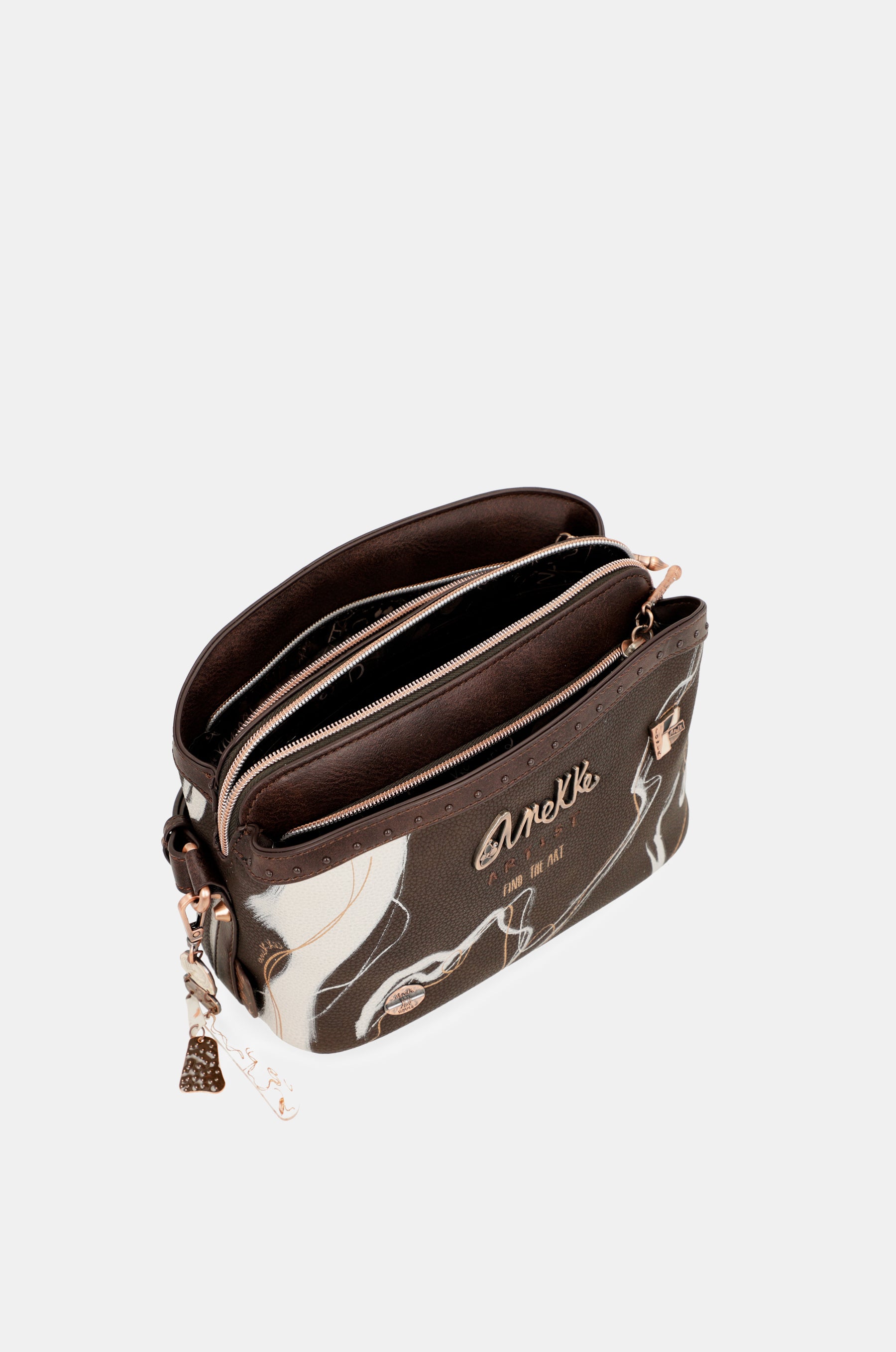 Borsa a tracolla Nature Shodō marrone a 3 scomparti