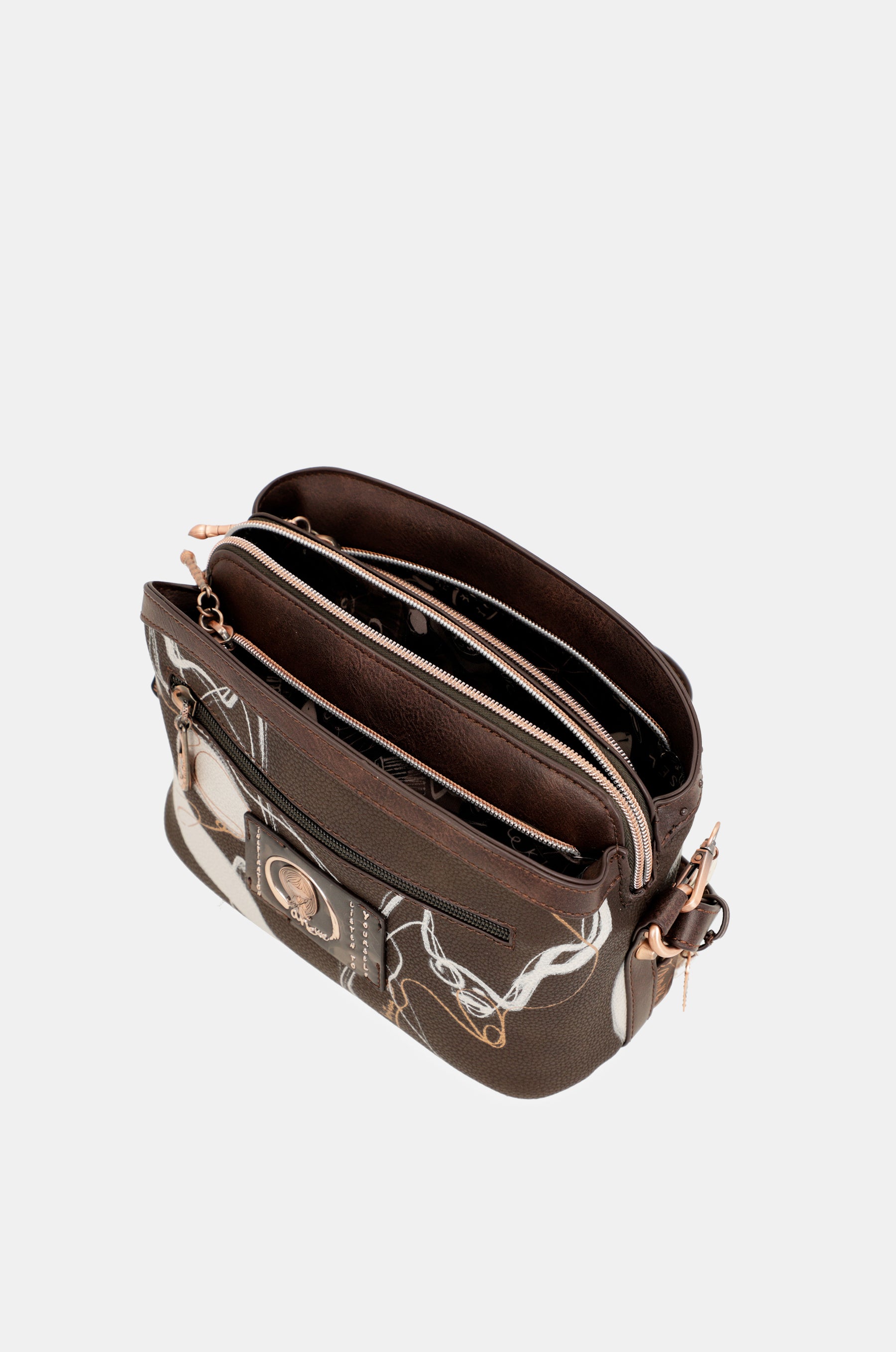 Borsa a tracolla Nature Shodō marrone a 3 scomparti