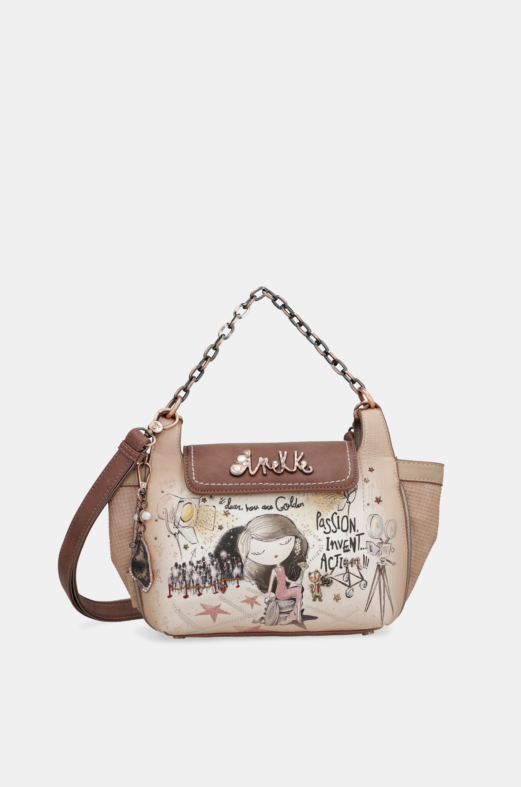 Borsa a tracolla Hollywood con manico in metallo