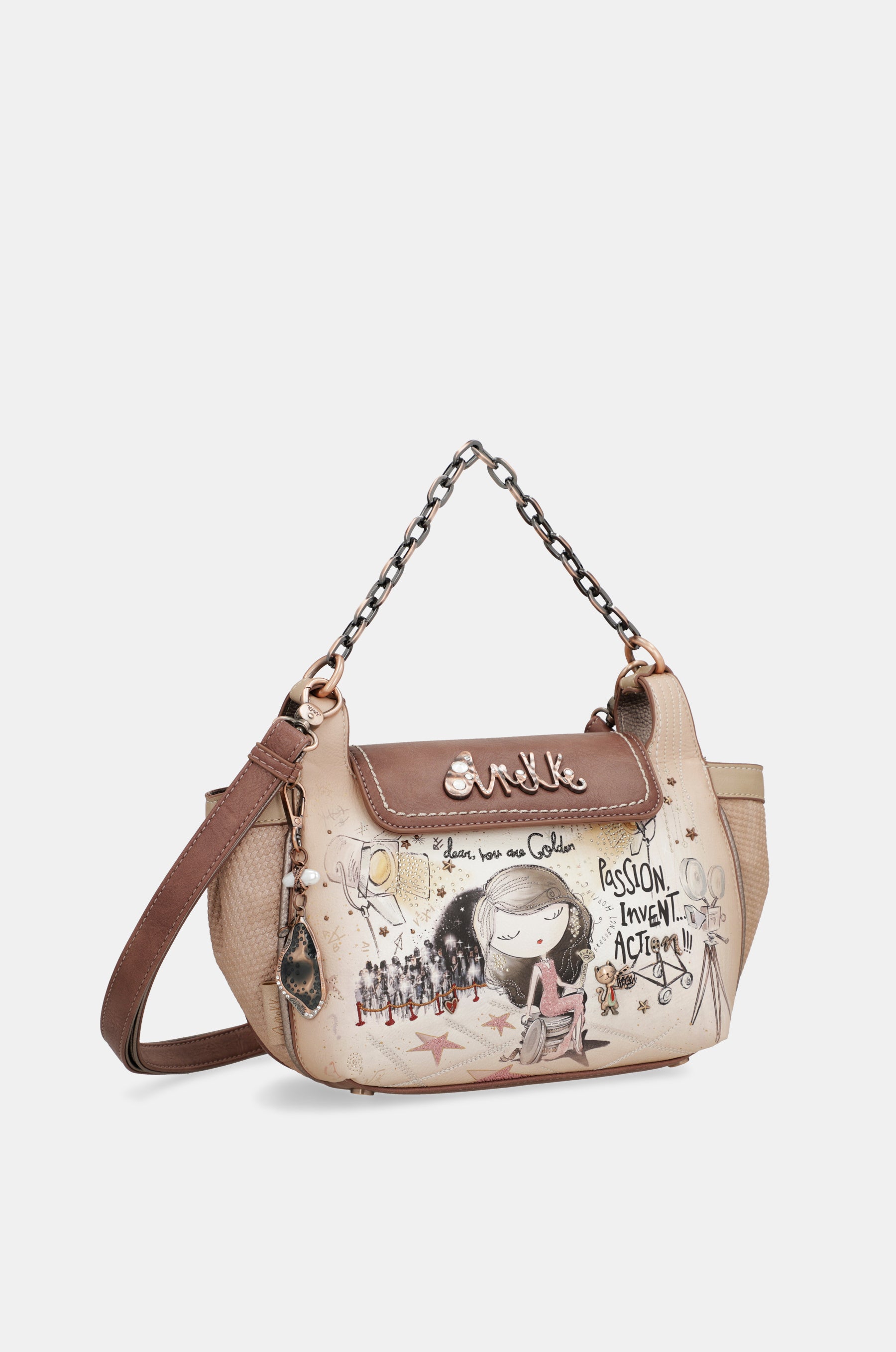 Borsa a tracolla Hollywood con manico in metallo