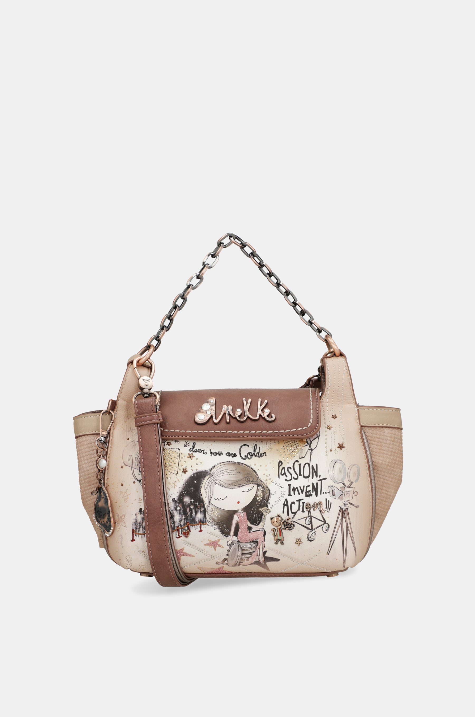 Borsa a tracolla Hollywood con manico in metallo