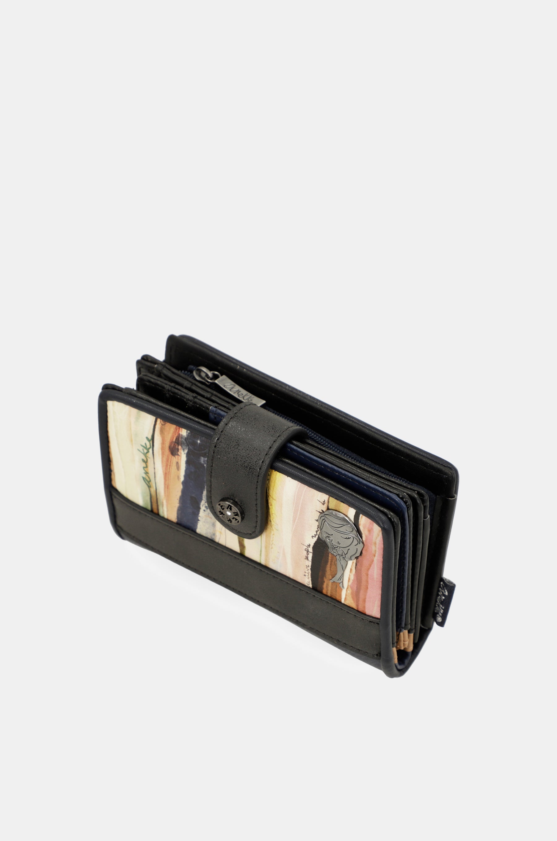 Portafoglio RFID piccolo blu navy Studio