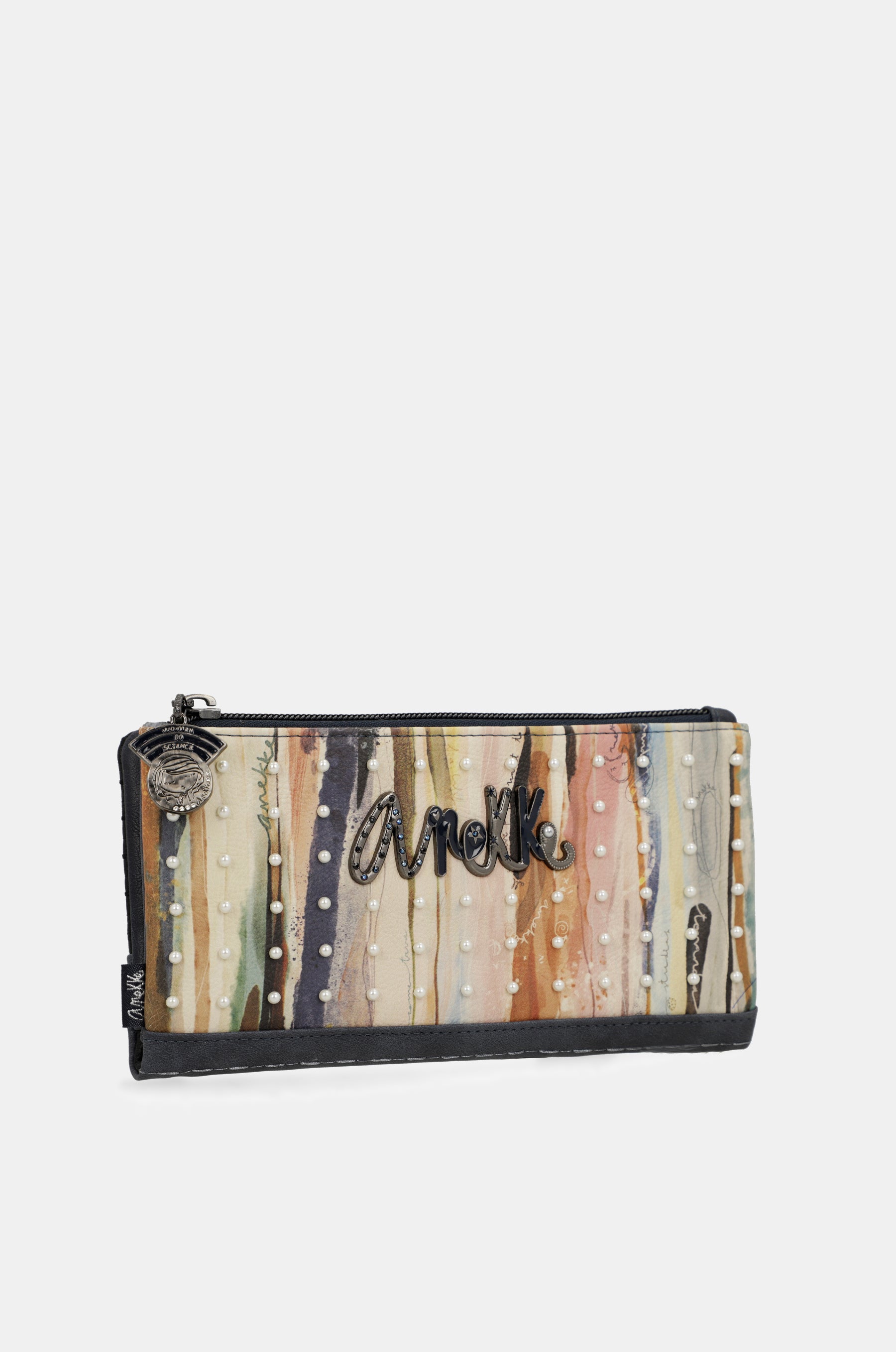 Portafoglio RFID flessibile grande blu navy Studio