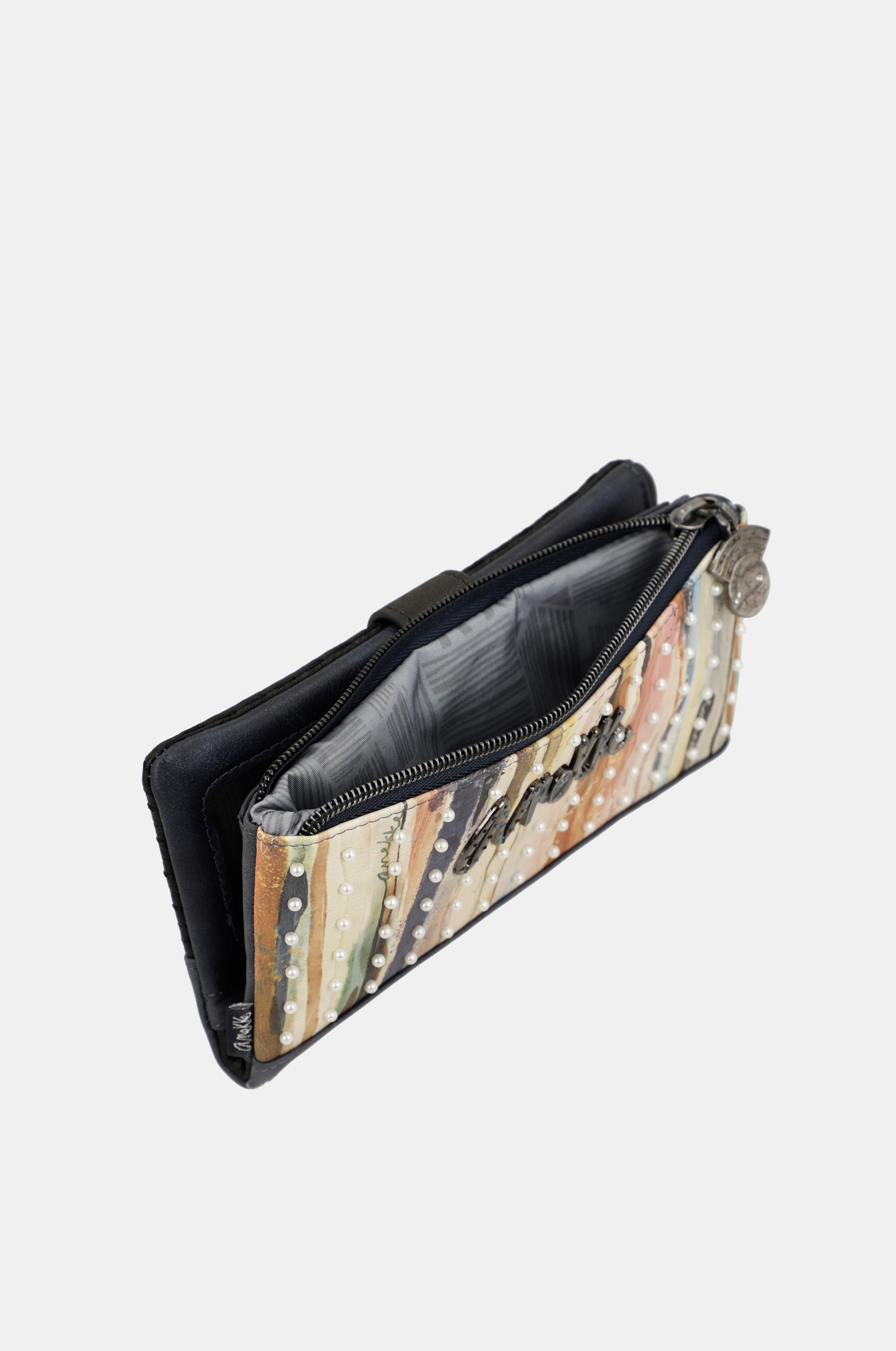 Portafoglio RFID flessibile grande blu navy Studio
