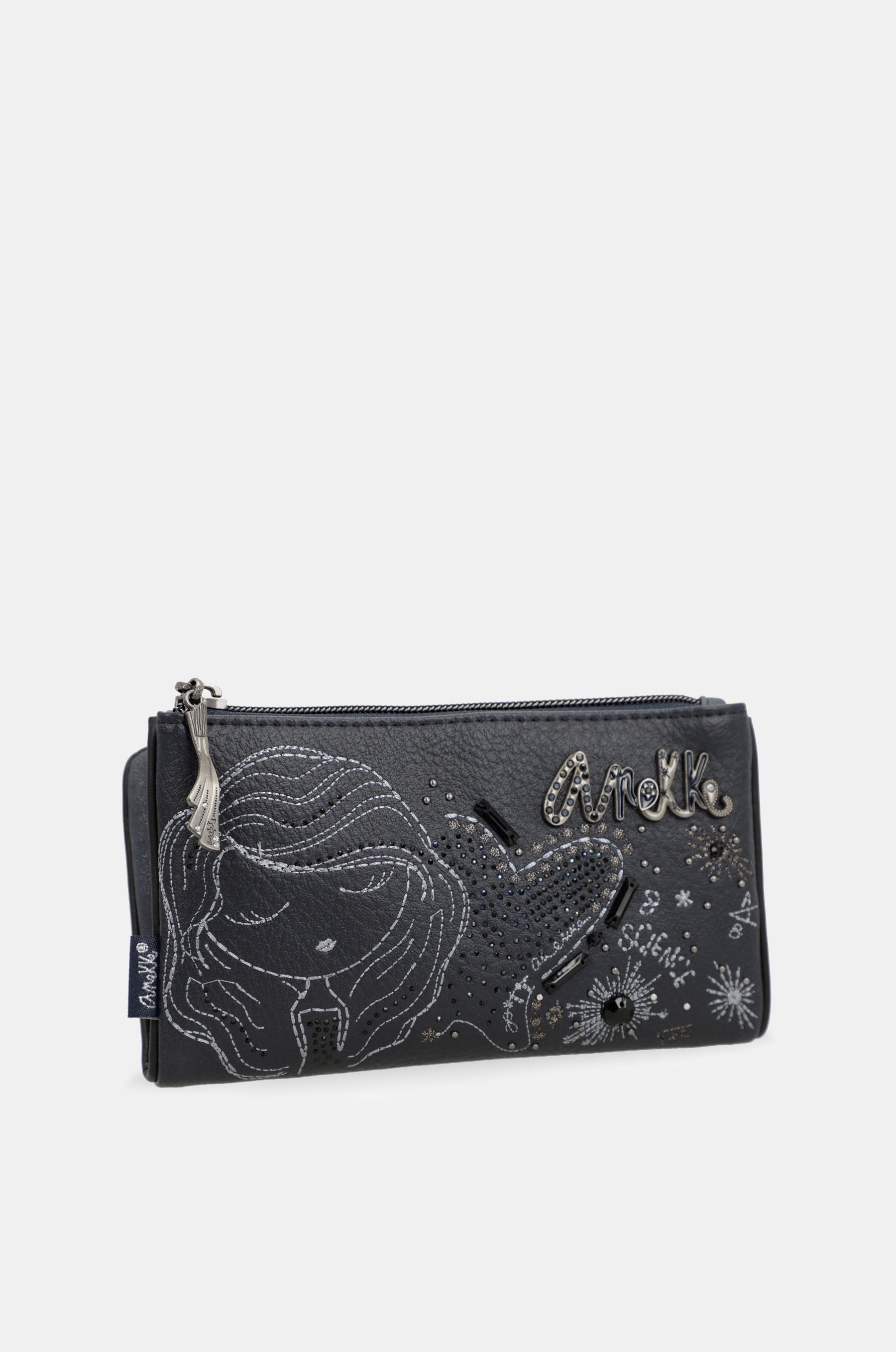 Portafoglio RFID flessibile blu navy Studio