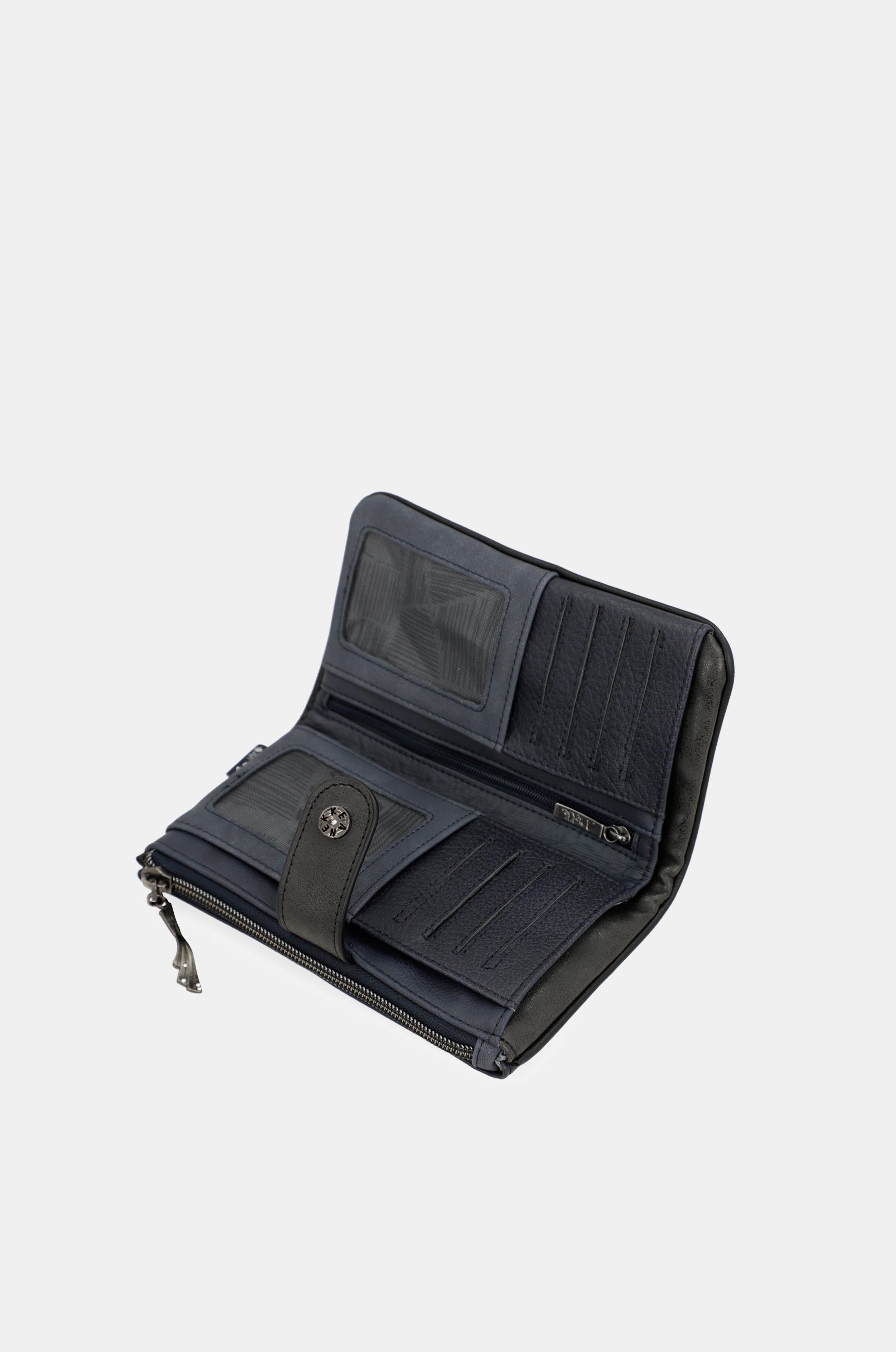 Portafoglio RFID flessibile blu navy Studio