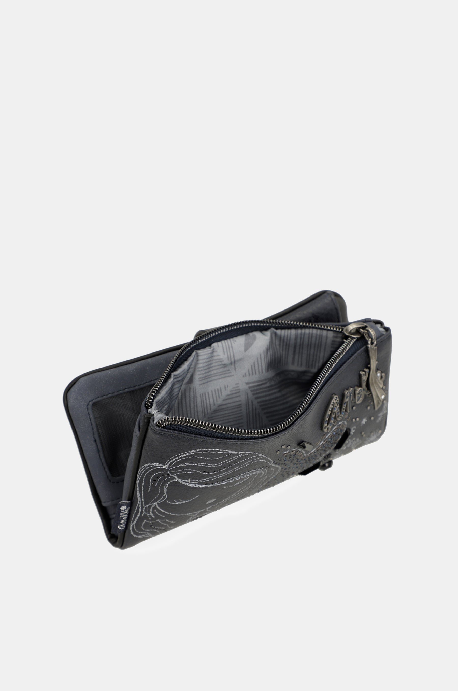 Portafoglio RFID flessibile blu navy Studio