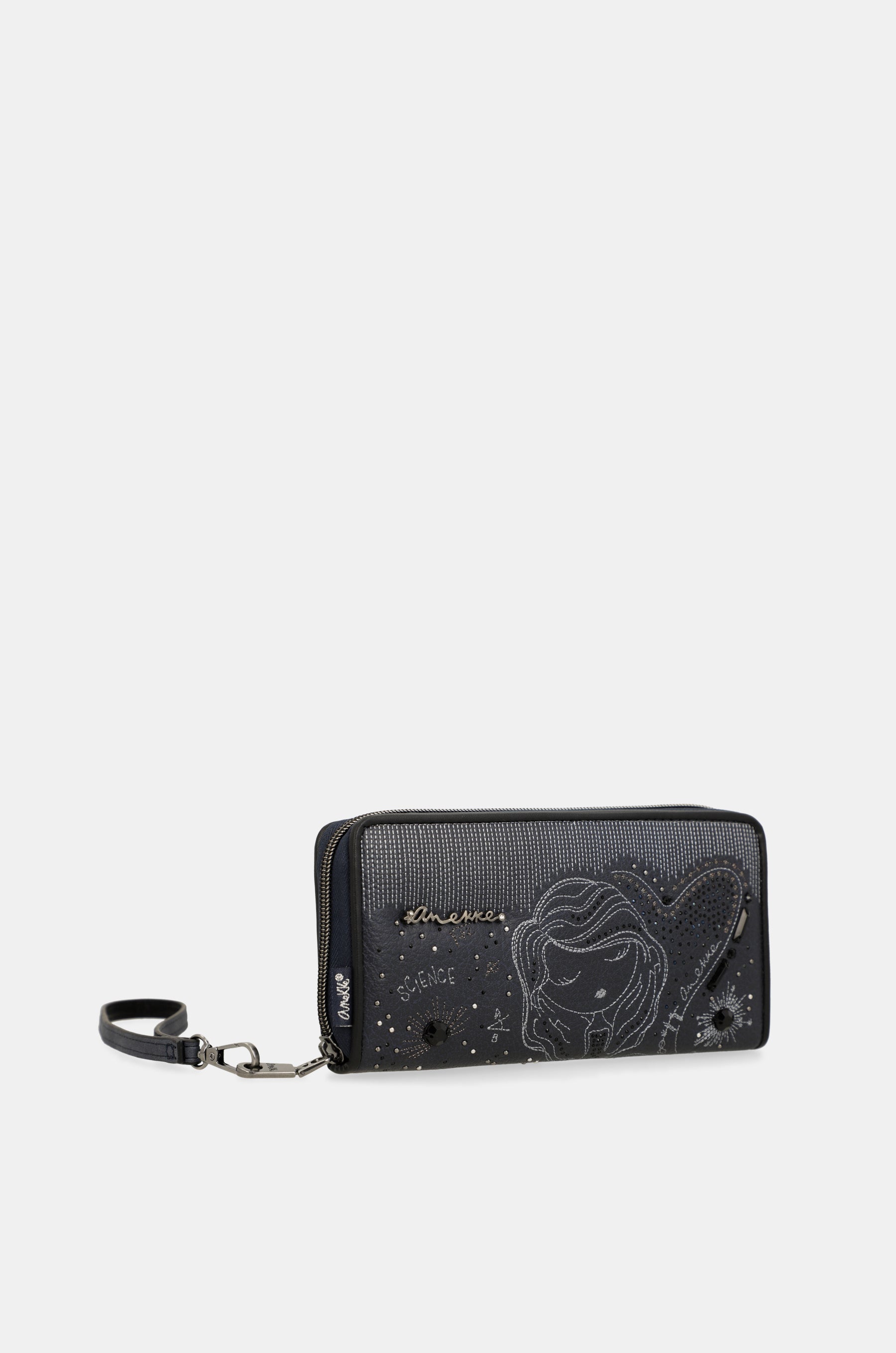 Portafoglio RFID grande blu navy Studio