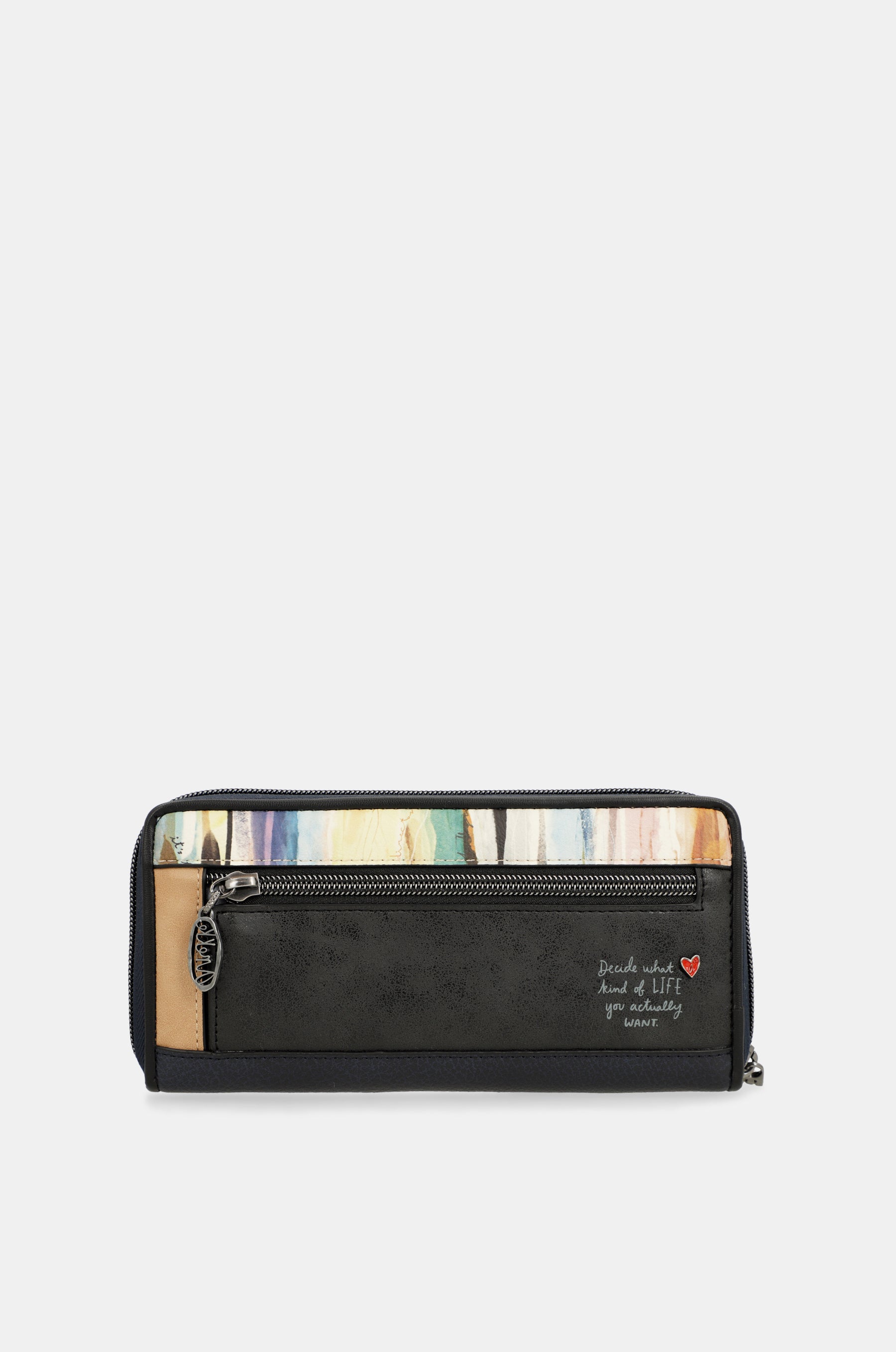 Portafoglio RFID grande blu navy Studio