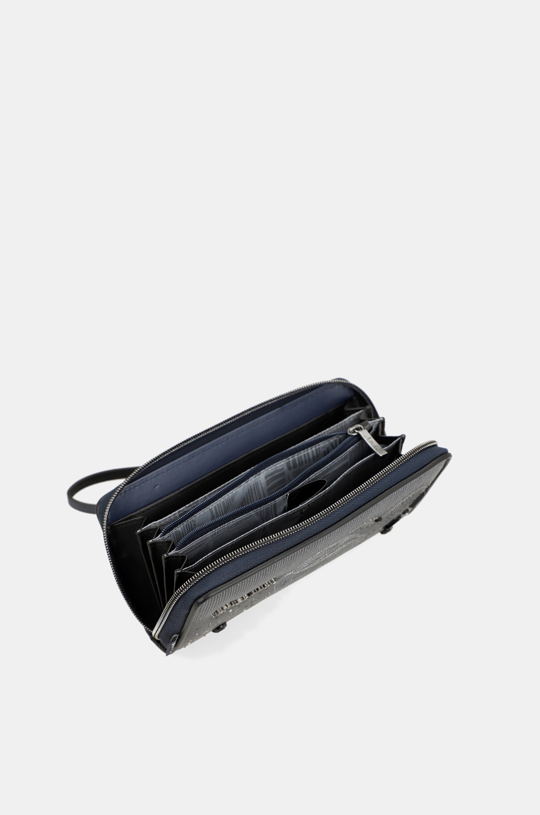 Portafoglio RFID grande blu navy Studio