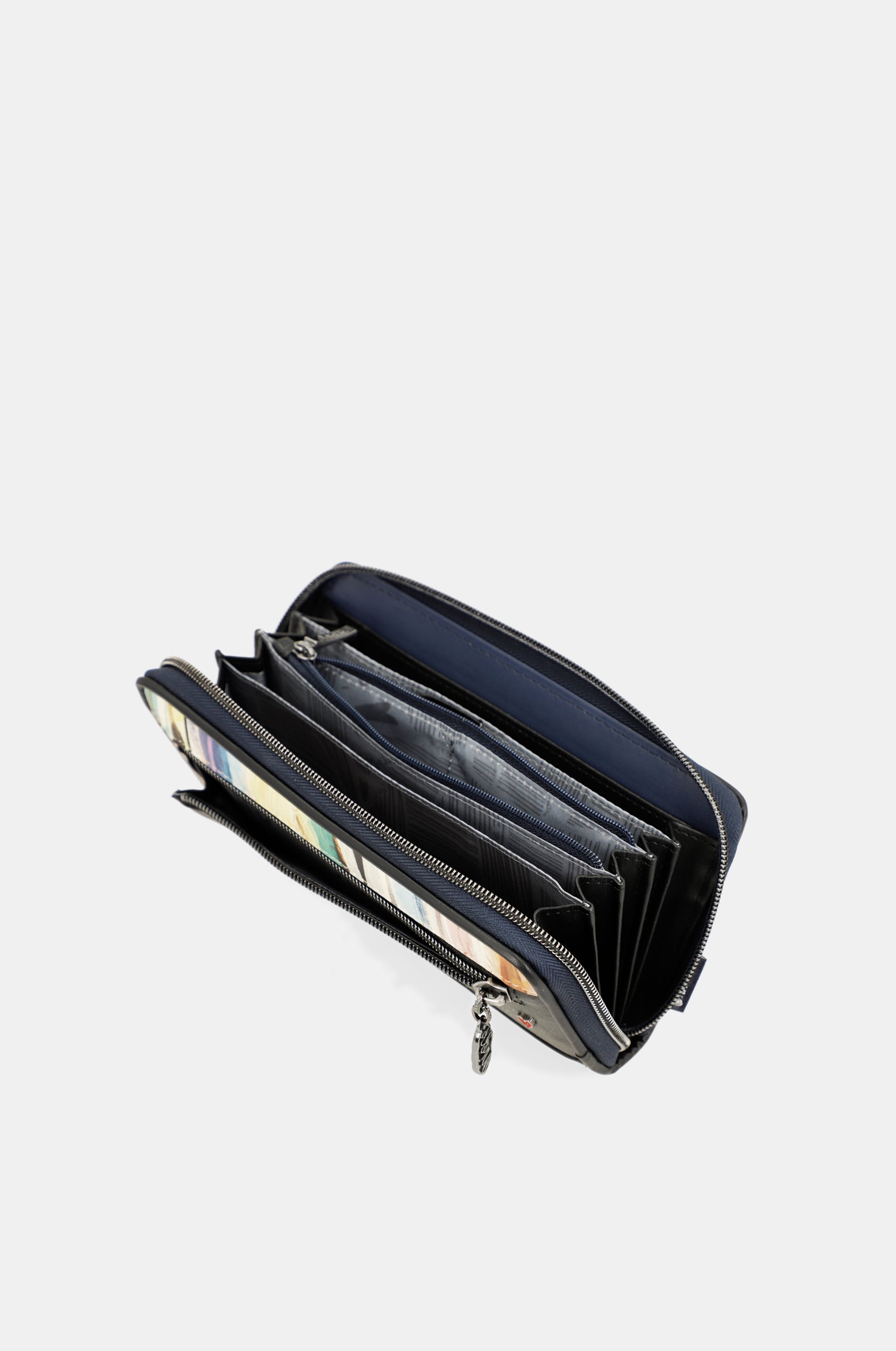 Portafoglio RFID grande blu navy Studio